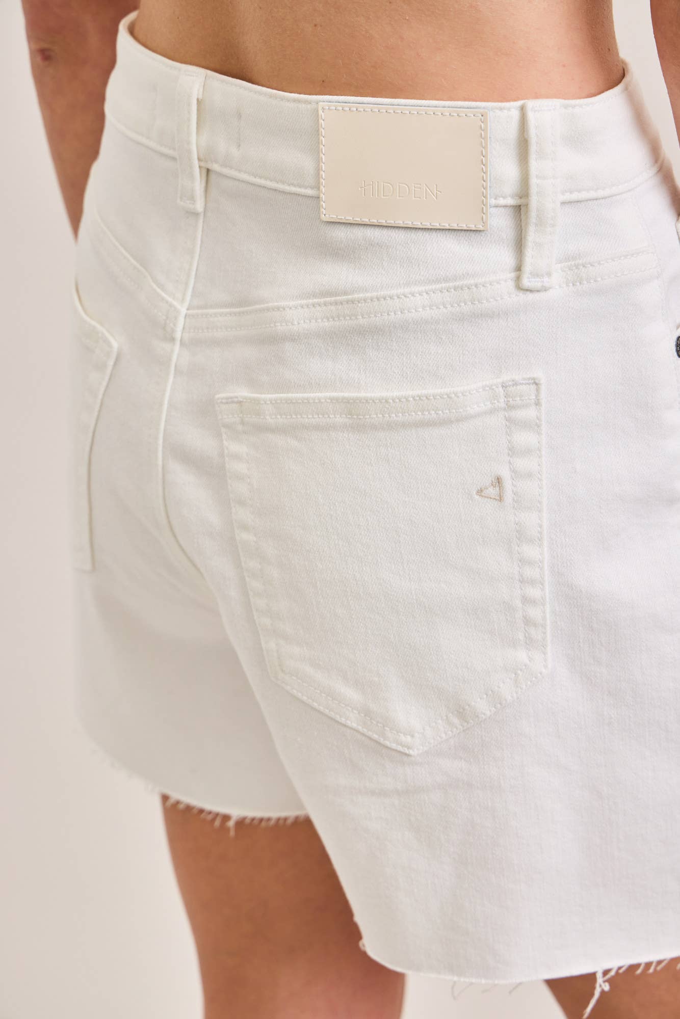 Ava Raw Hem A-Line Shorts in White Denim
