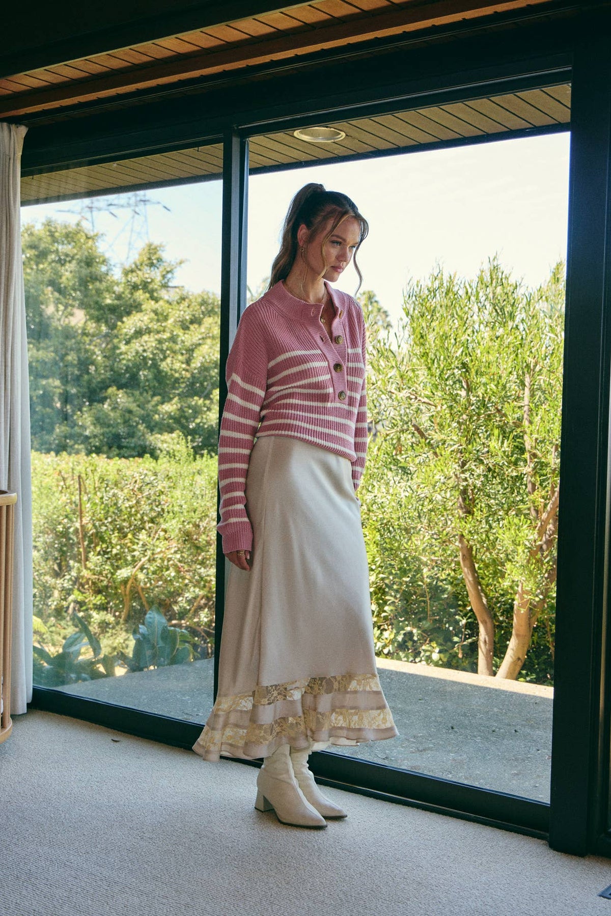 Nadia Striped Henley Sweater