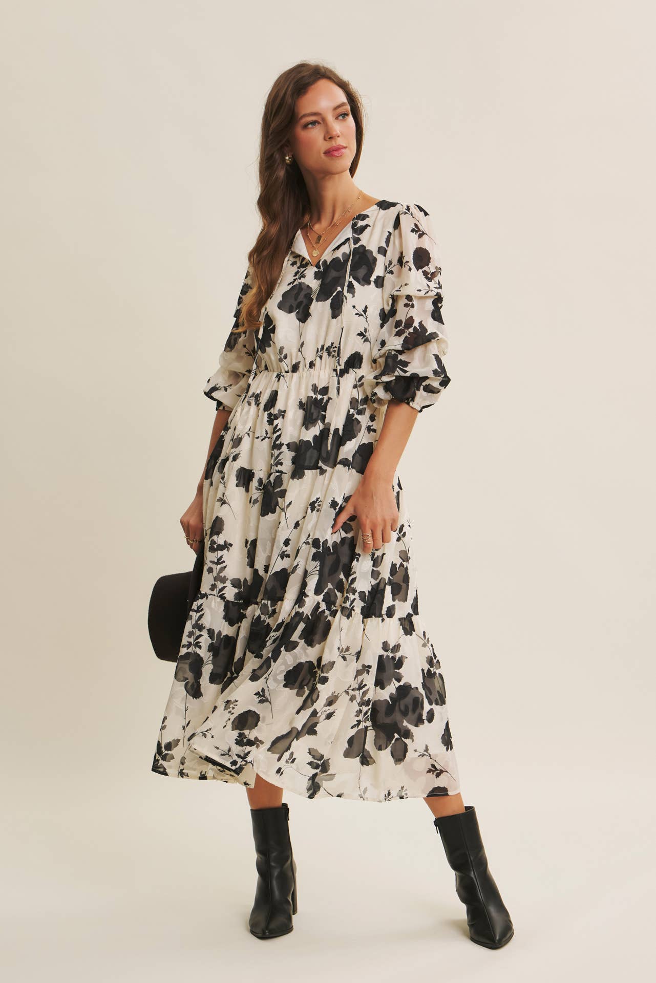 Lauren Jacquard Floral Maxi Dress