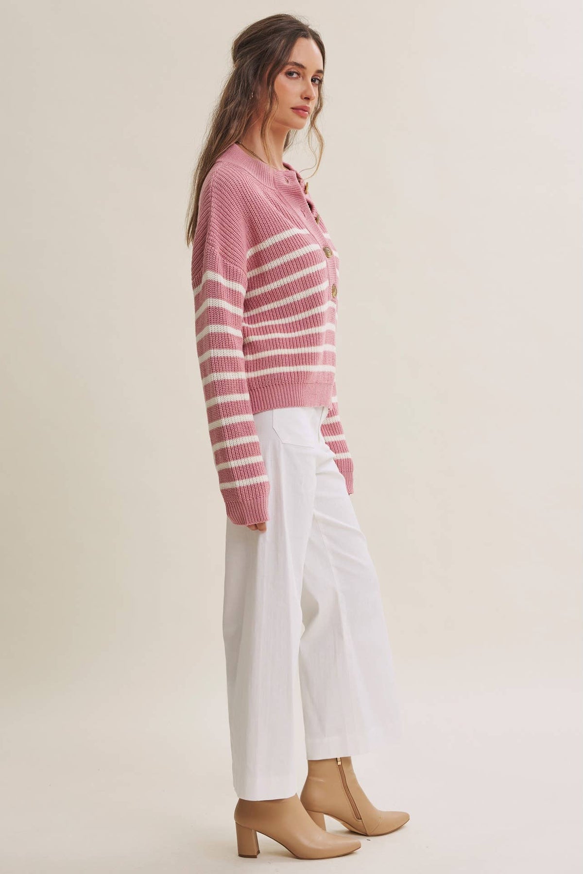 Nadia Striped Henley Sweater