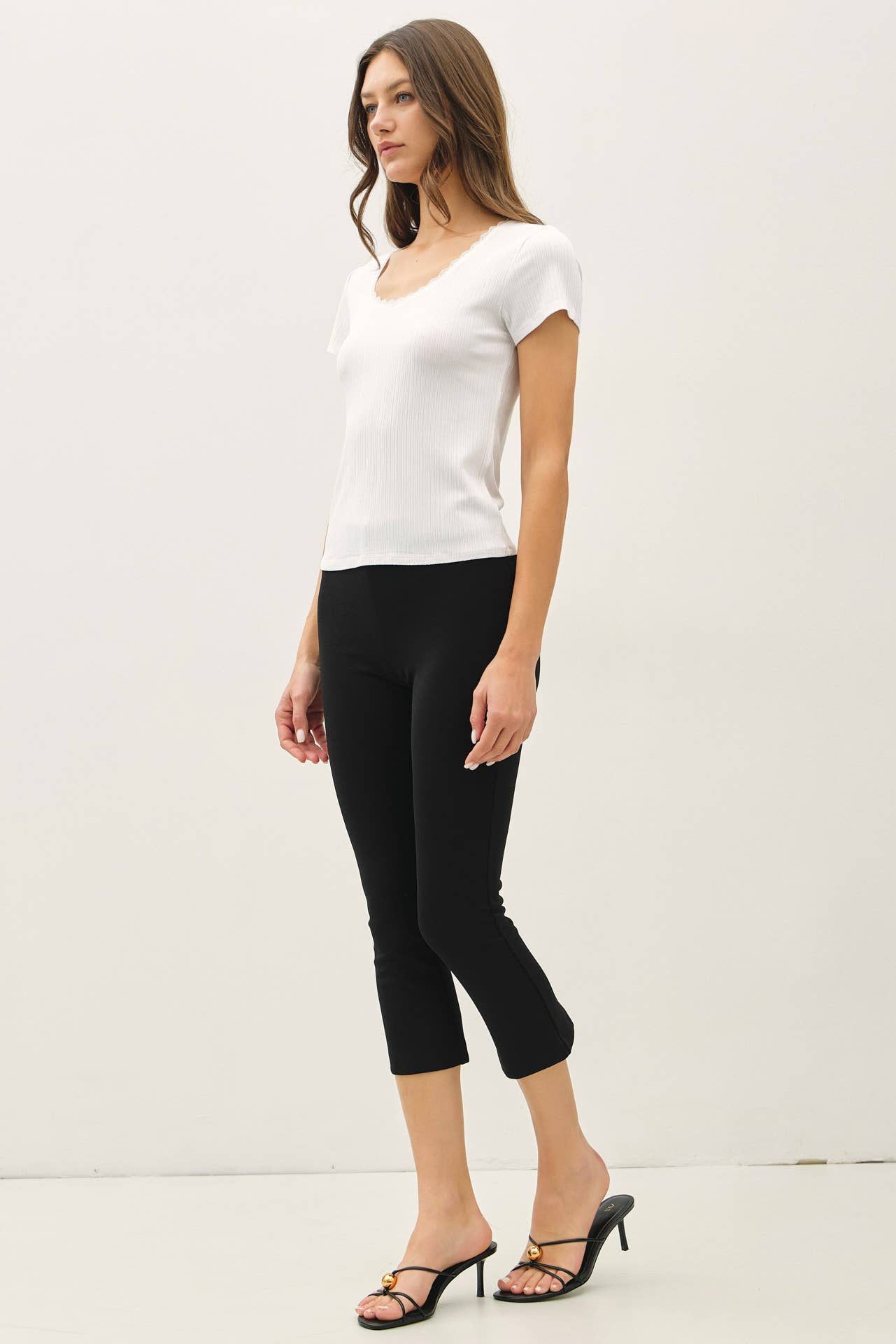 Paris Ribbed Lace Trimmed Tee