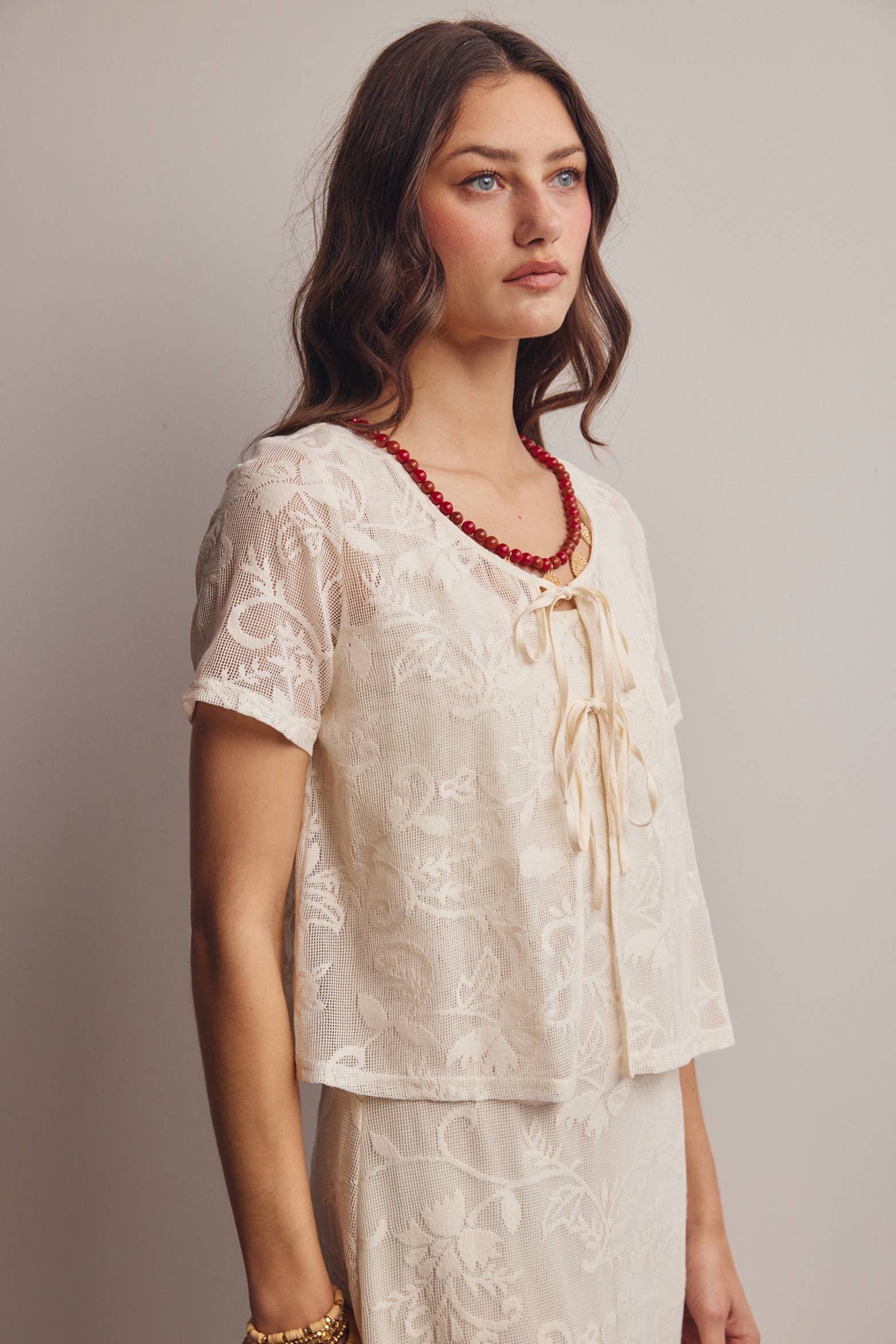 Zara Lace Tie-Front Top