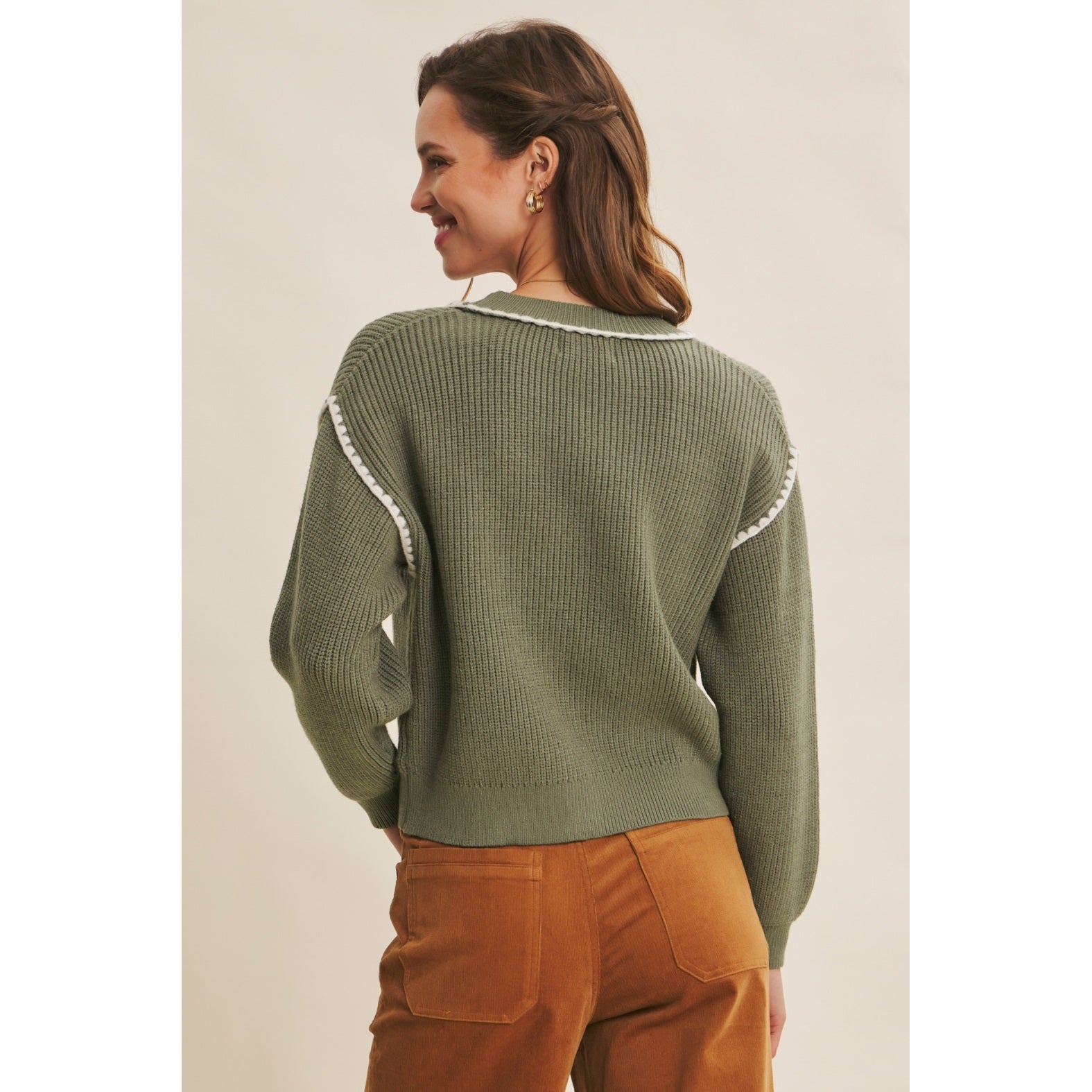 Stacey Contrast Stitched Cardigan