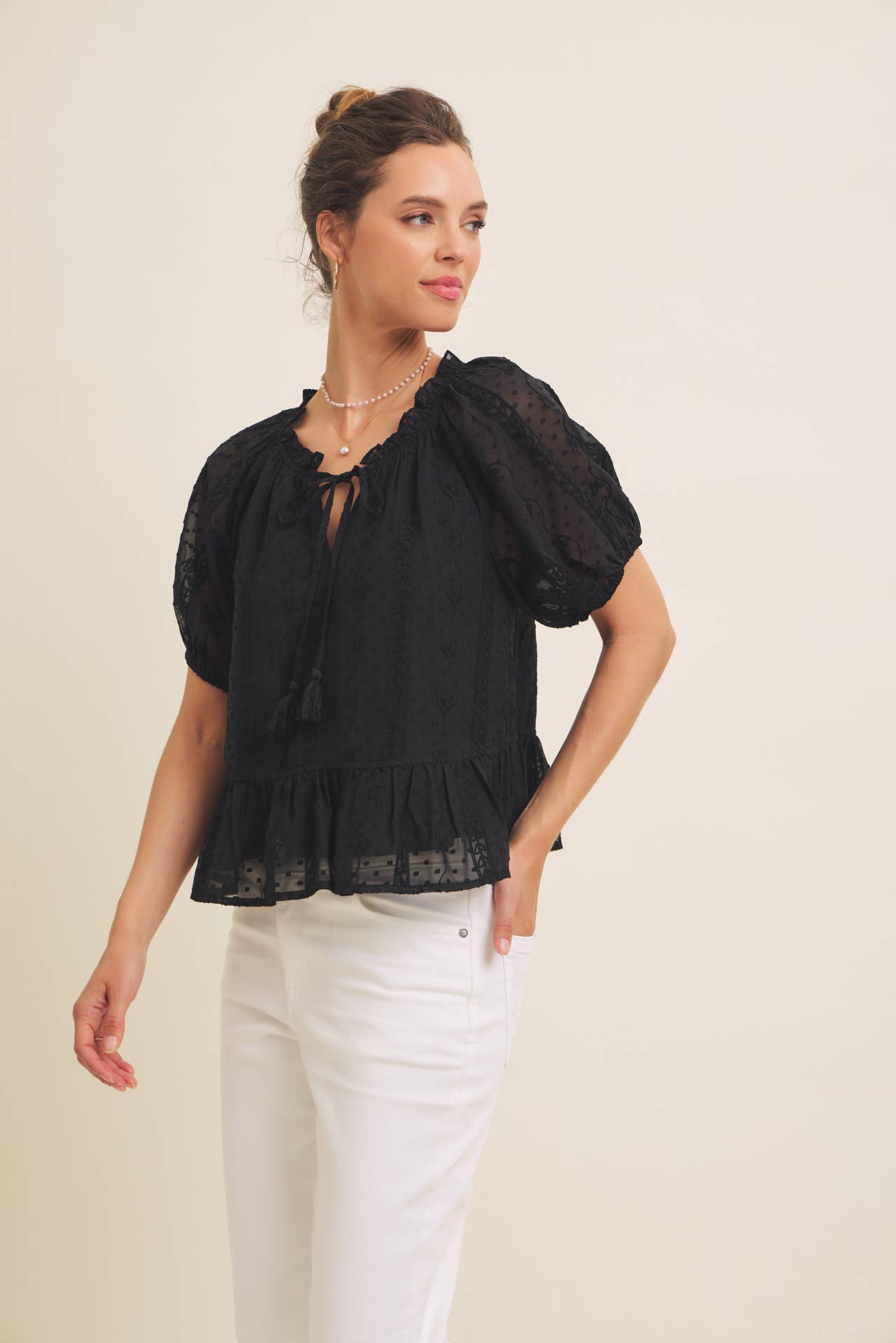 Alicia Embroidered Chiffon Top