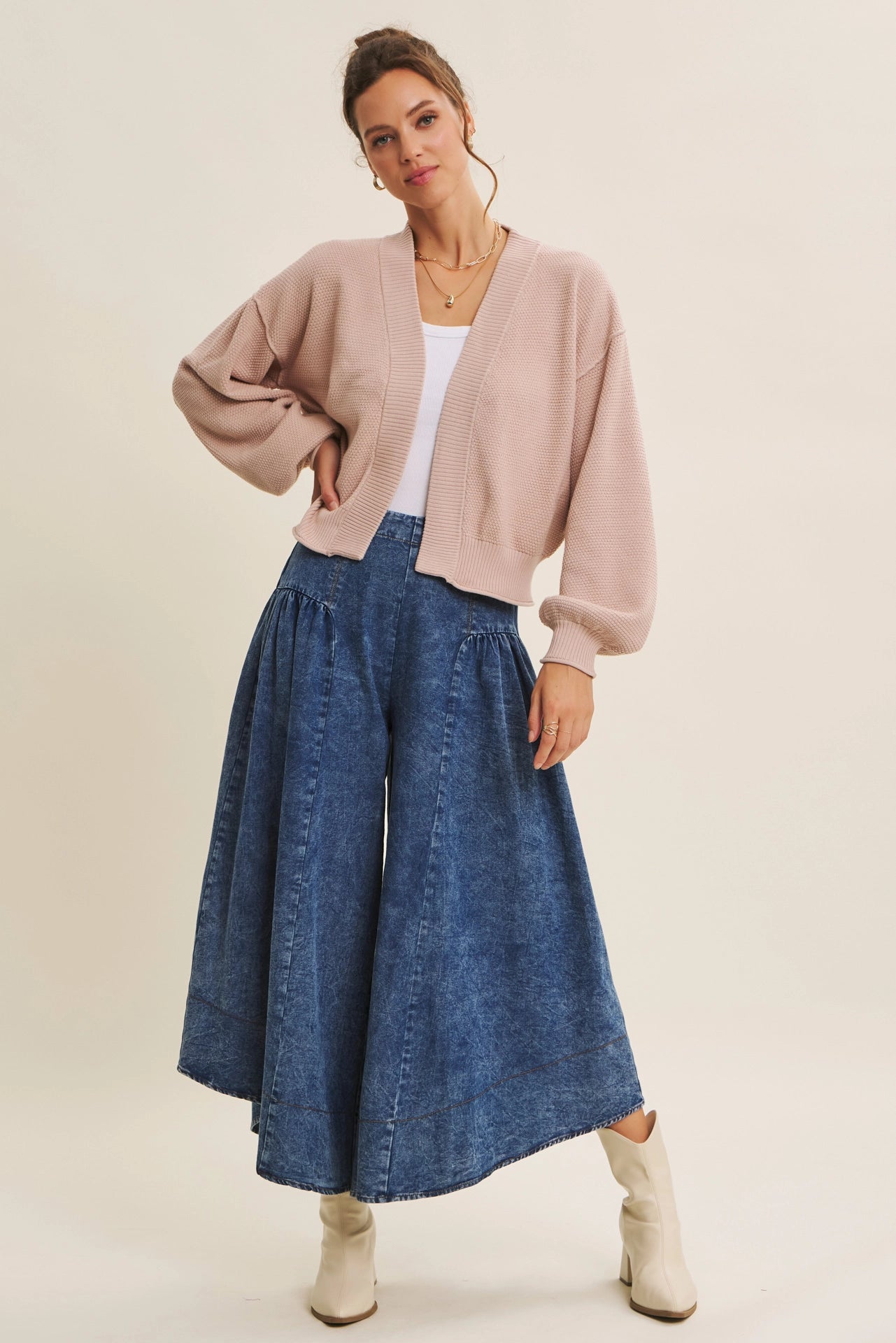 Rachel Waffle Open Cardigan