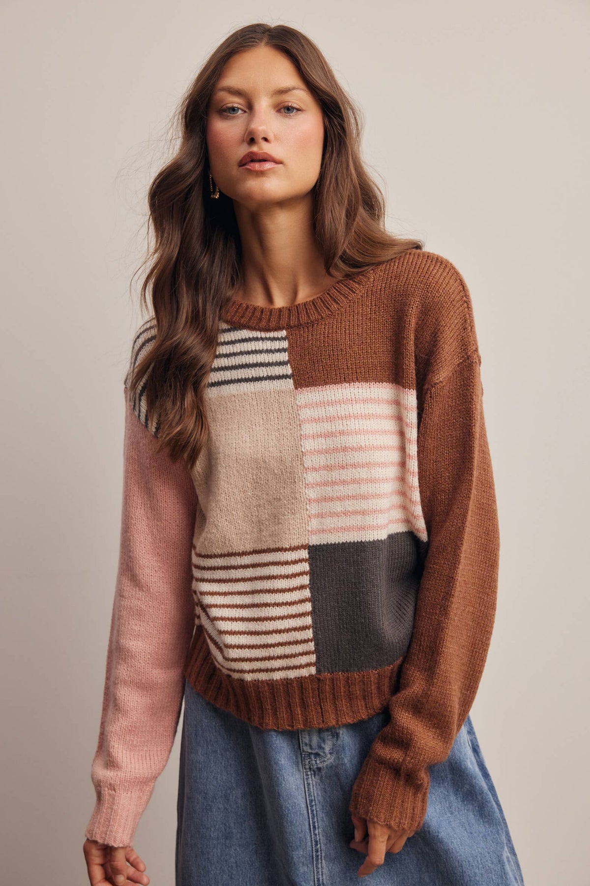 Trina Colorblock Mixed Stripe Sweater