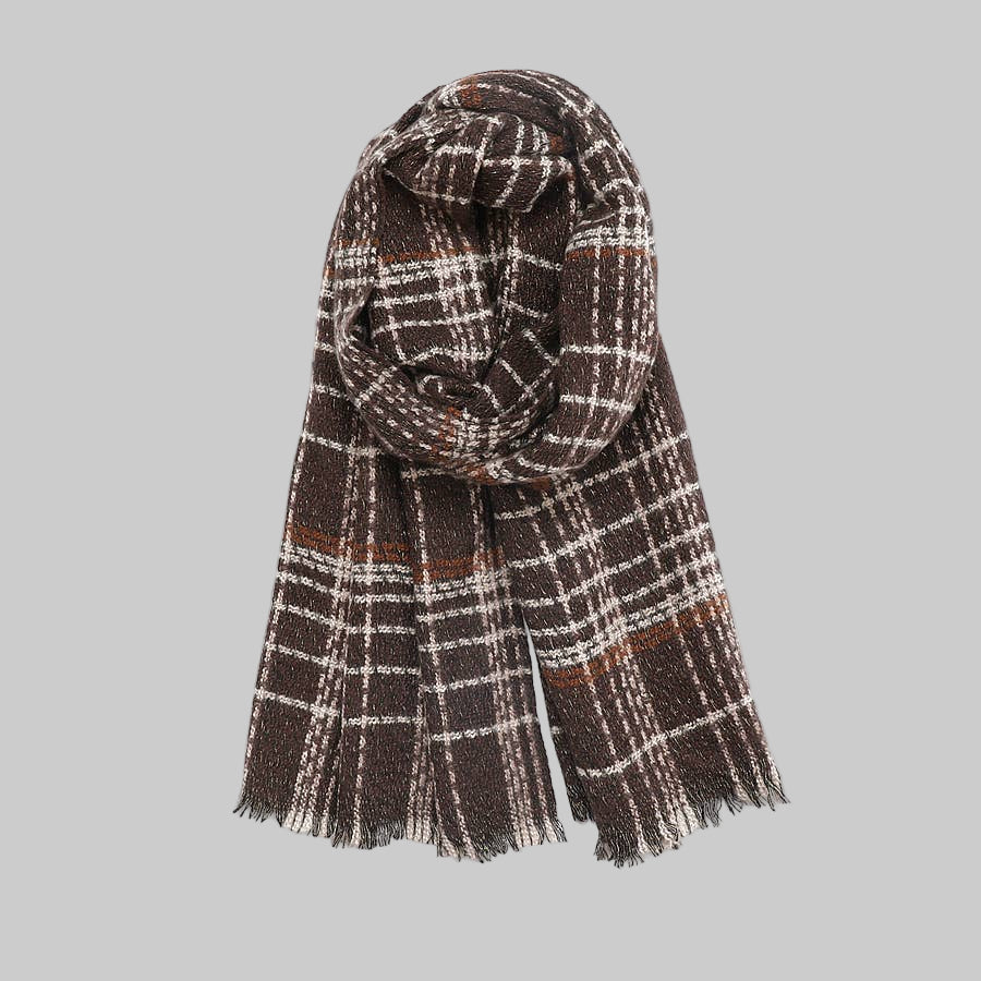Soft Chunky Knit Plaid Scarf
