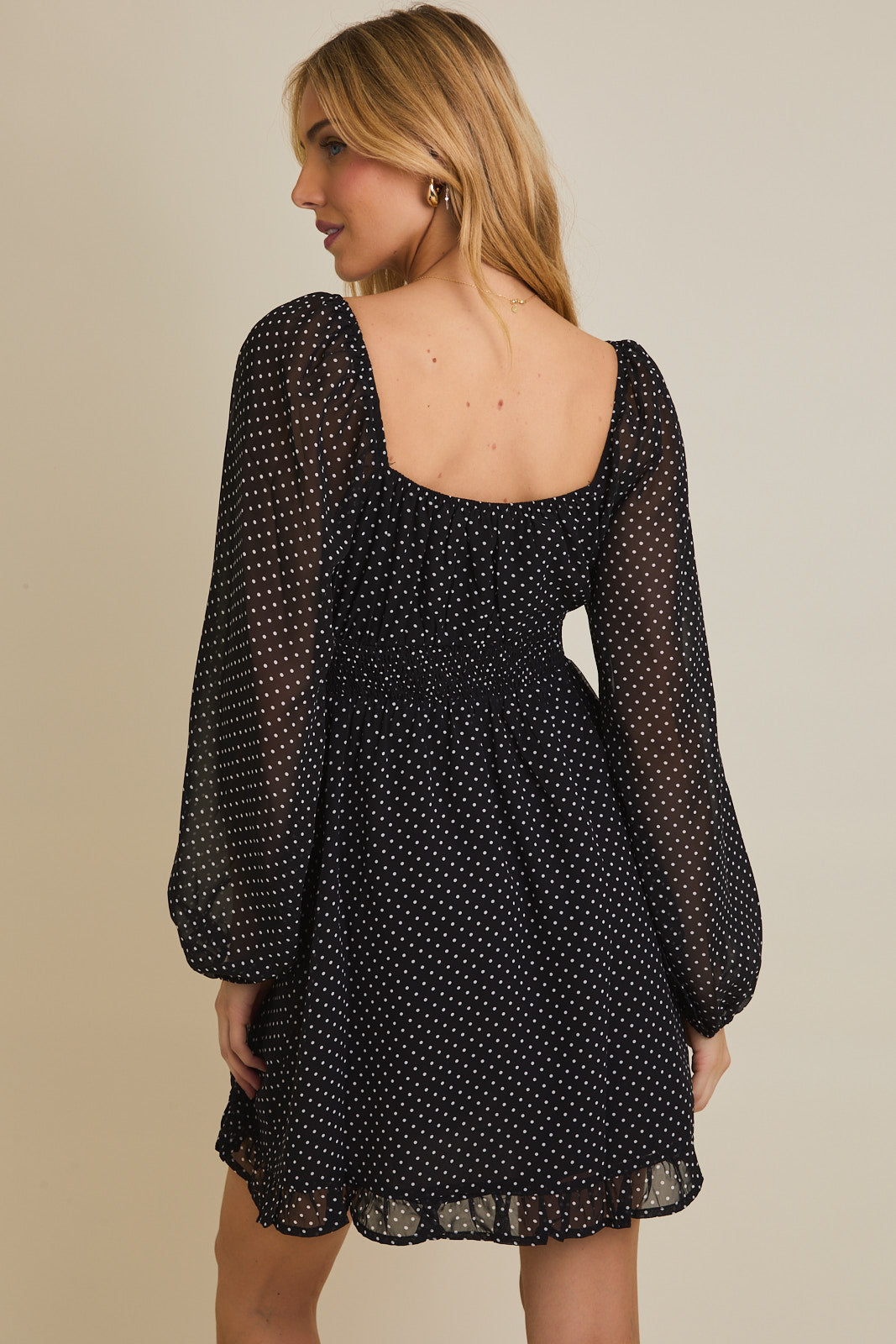 Louise Smocked Polka Dot Mini Dress