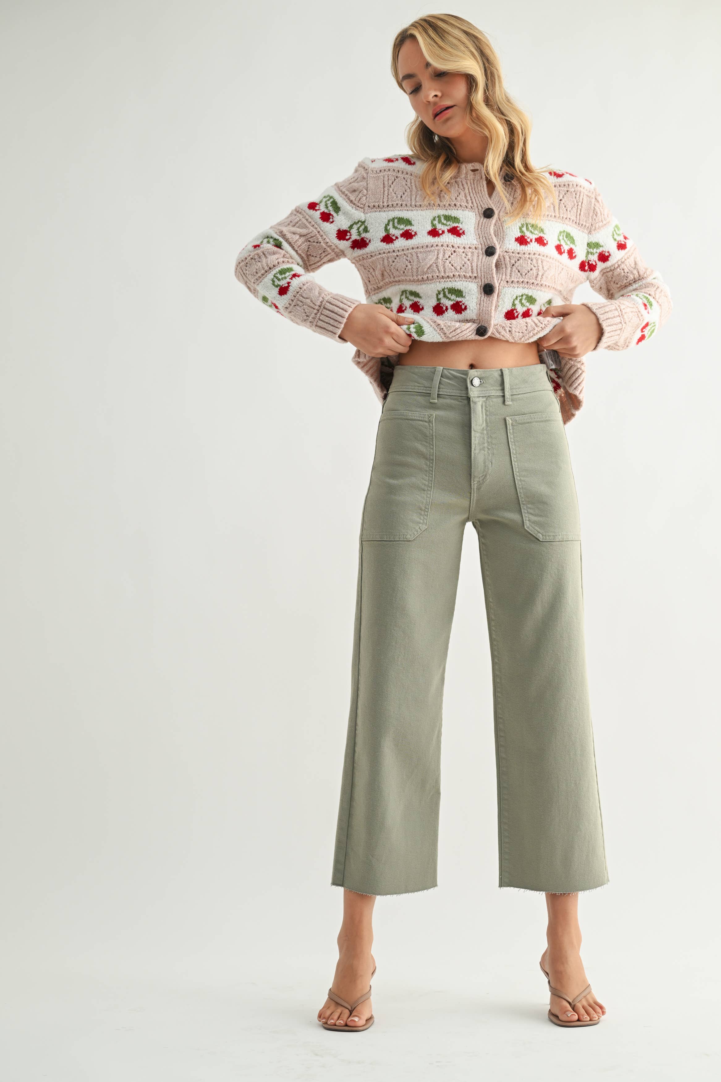 Layla High Rise Utility Wide Leg Pant in Rosemary