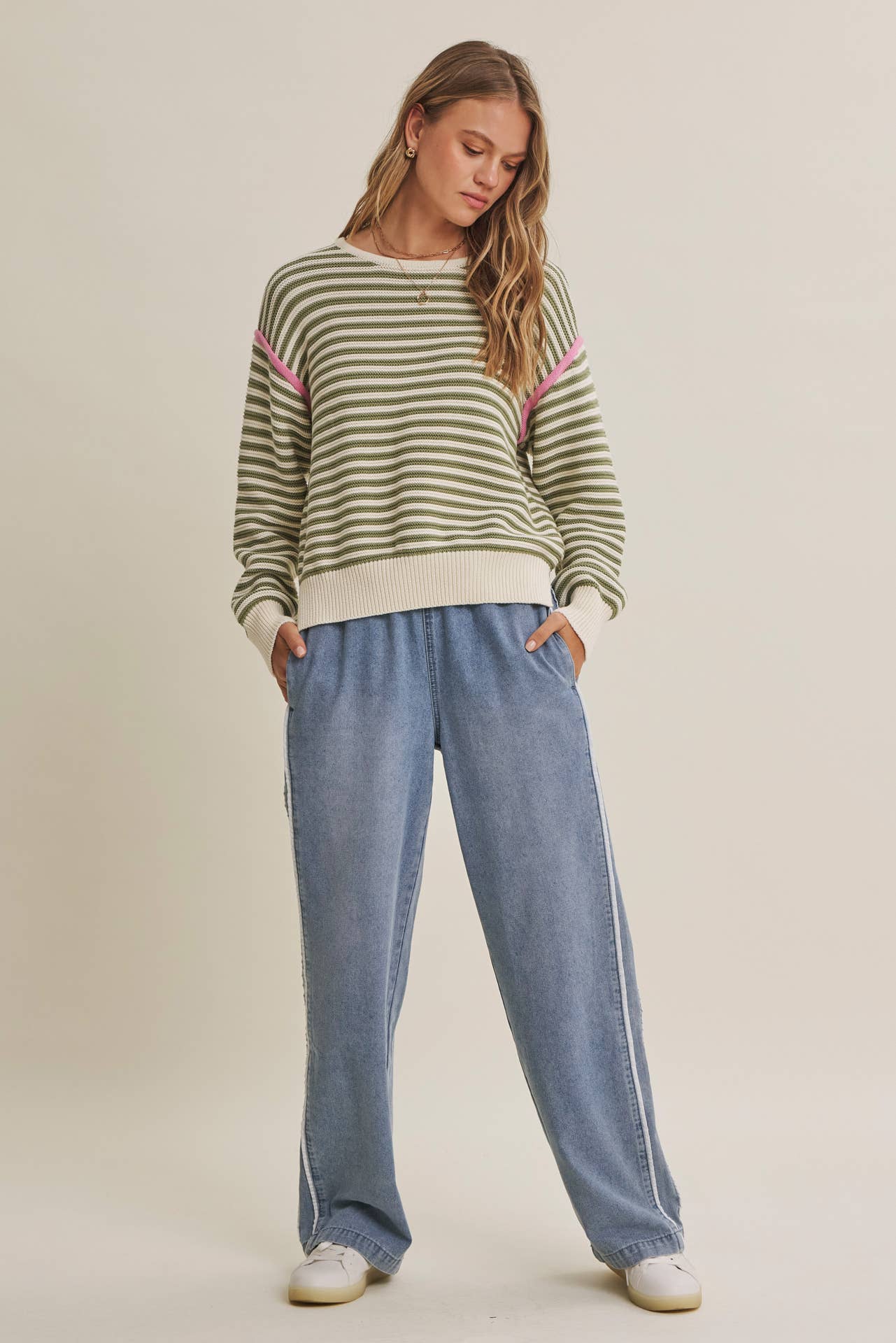 Jade Cotton Striped Sweater