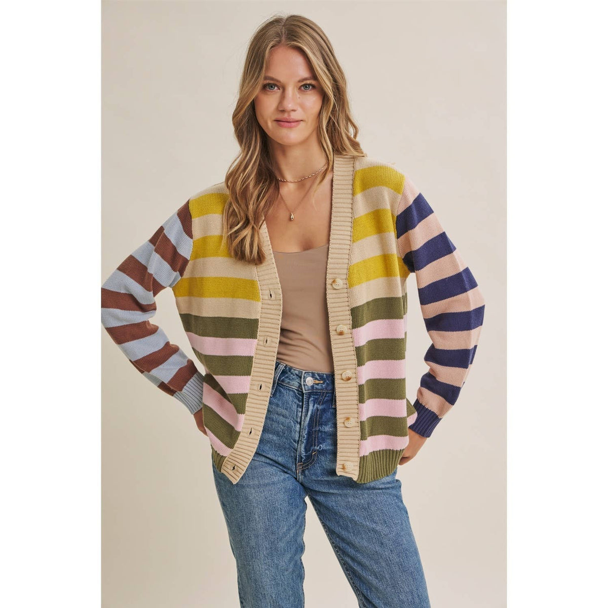 Sally Colorblock Striped Cardigan