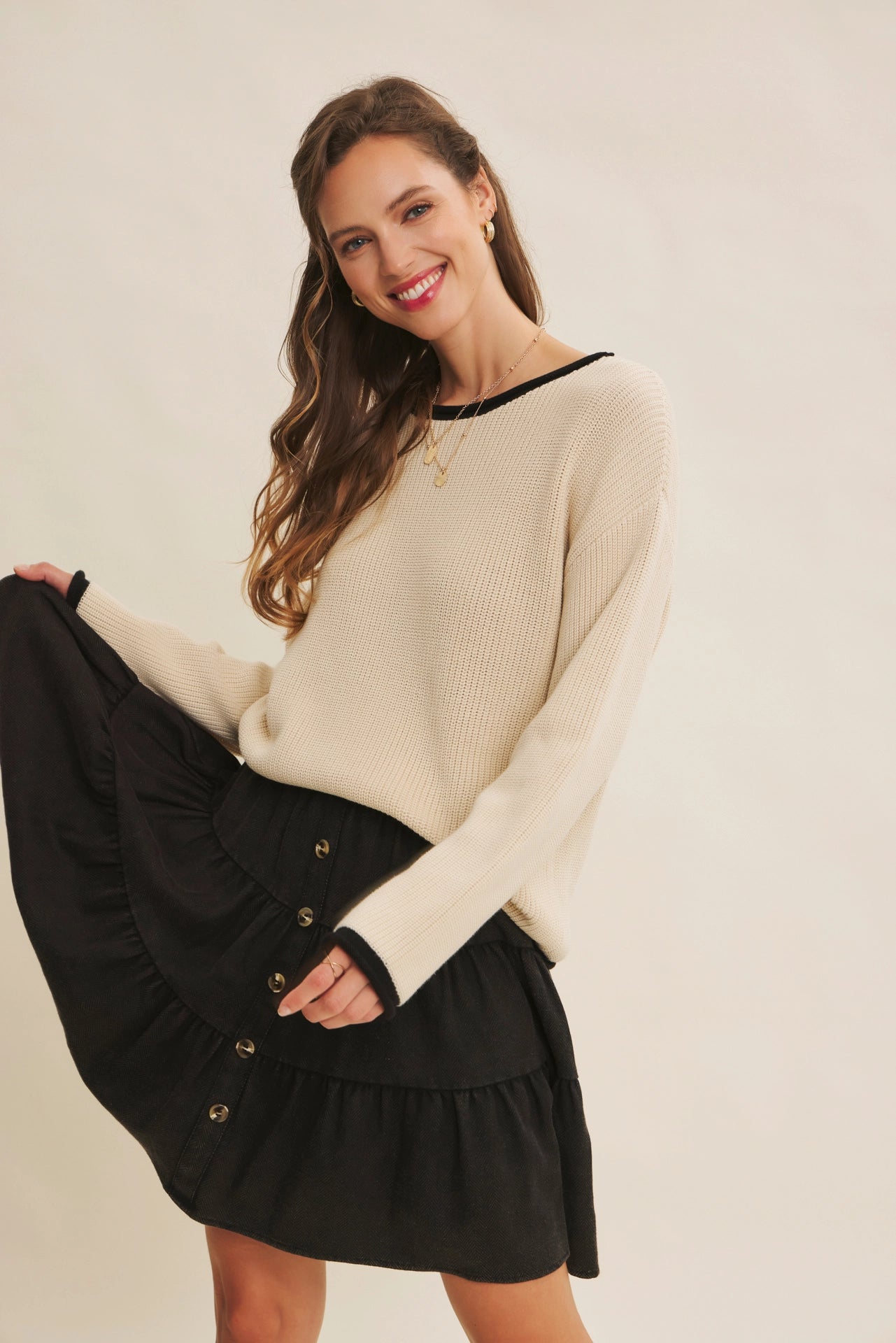 Hanna Rolled Edge Sweater