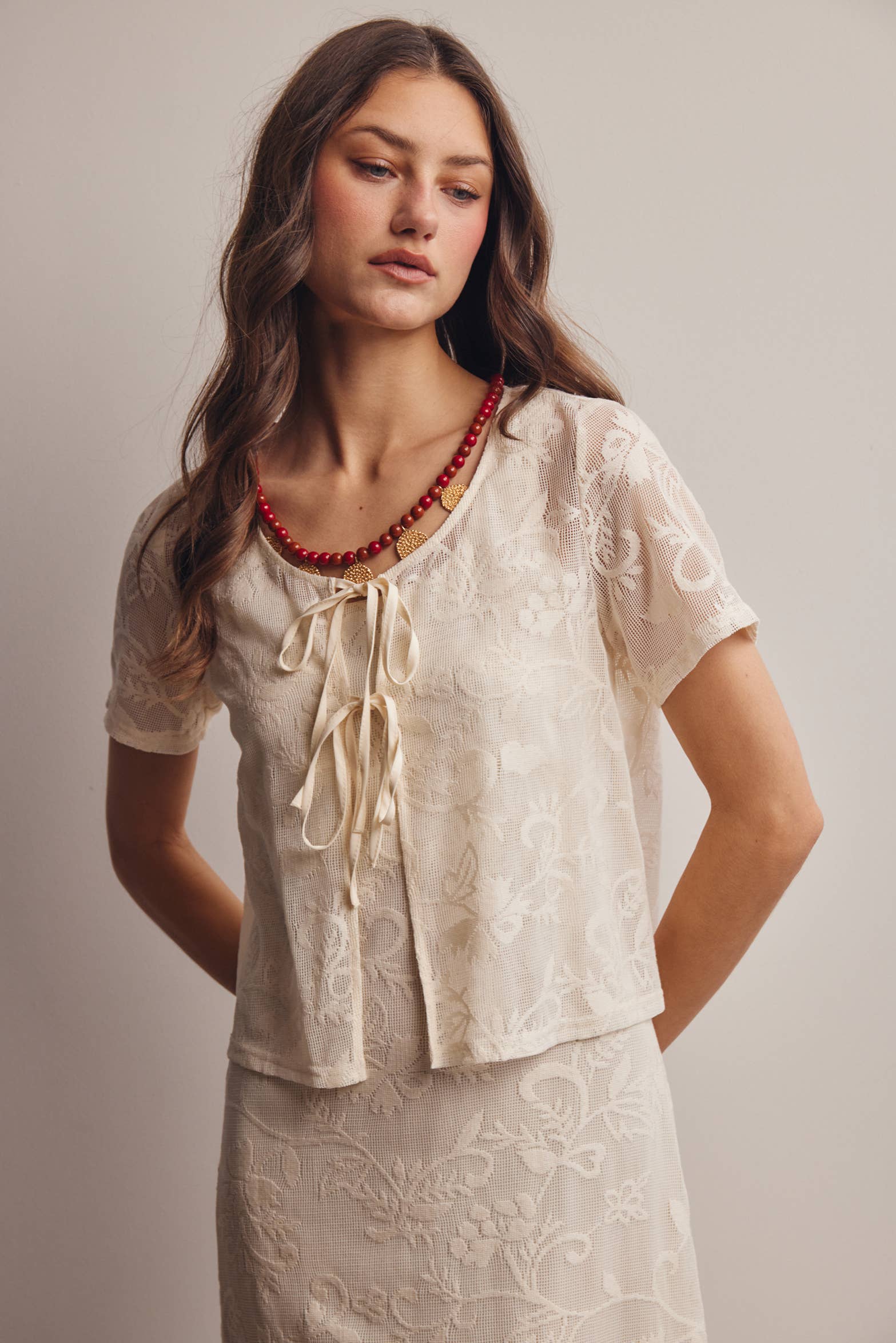 Zara Lace Tie-Front Top