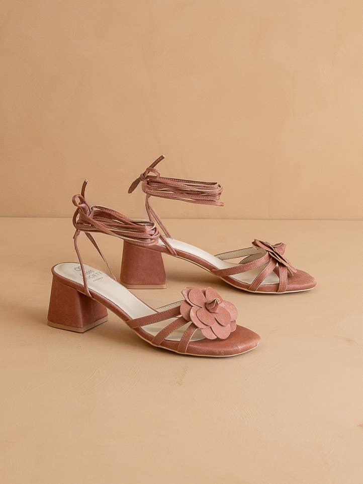 The Roseville Rose | Strappy Lace-Up Rose Heel