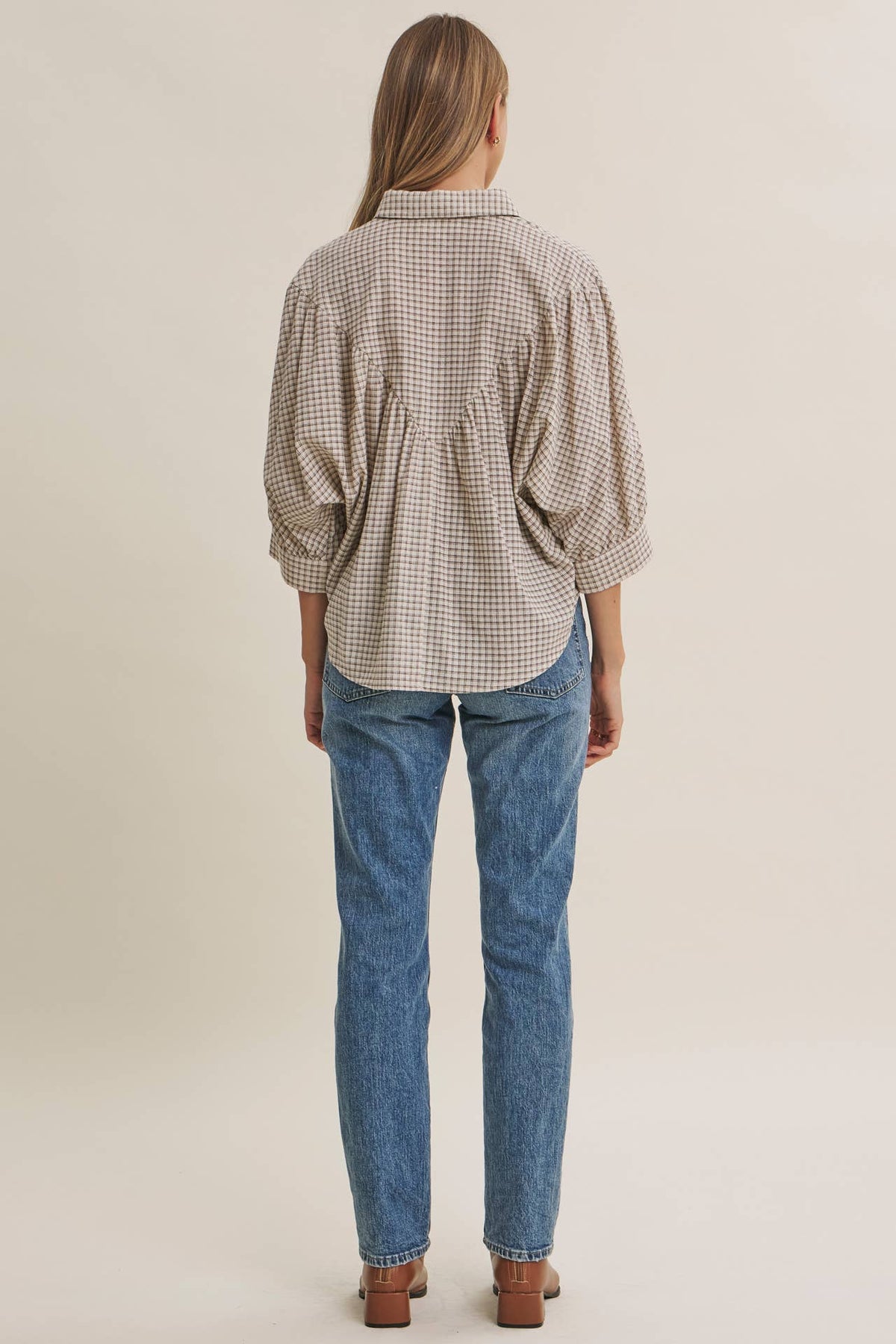 Delta Plaid Dolman Button Down
