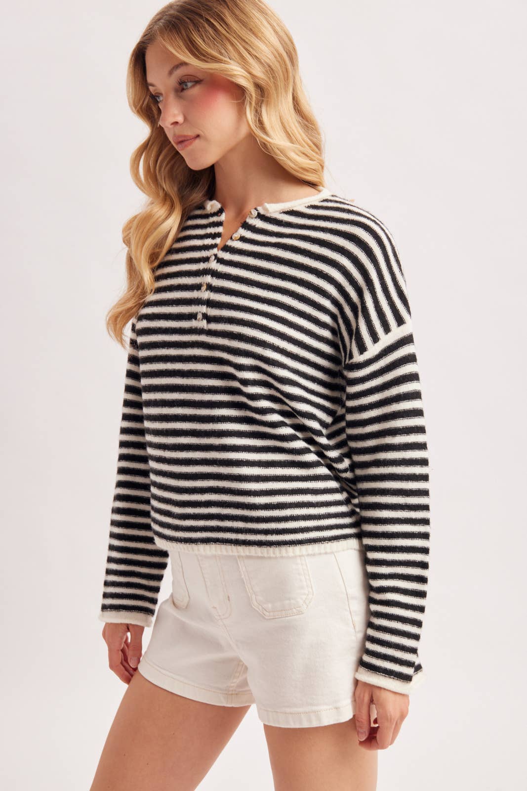 Millie Striped Henley Pullover