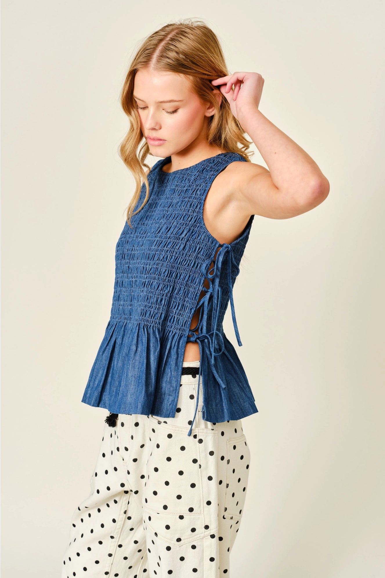 Quinn Smocked Tie Tank