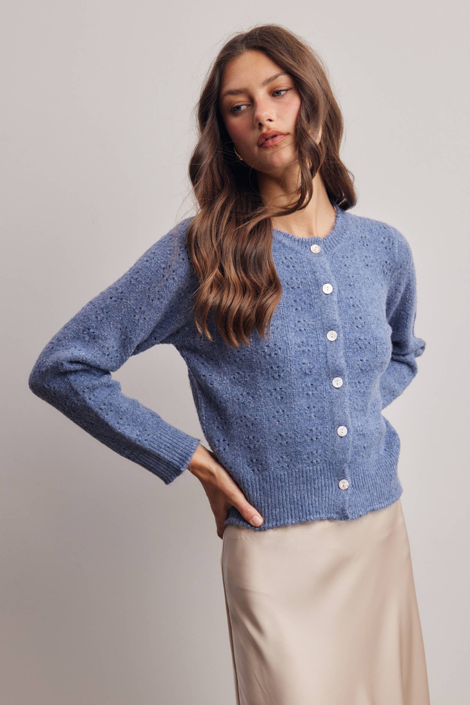 Kasey Pointelle Knit Cardigan