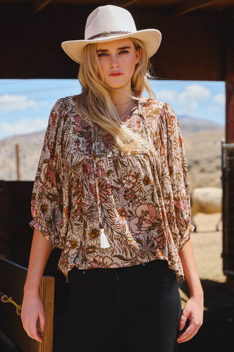 Phoebe Floral Peasant Blouse