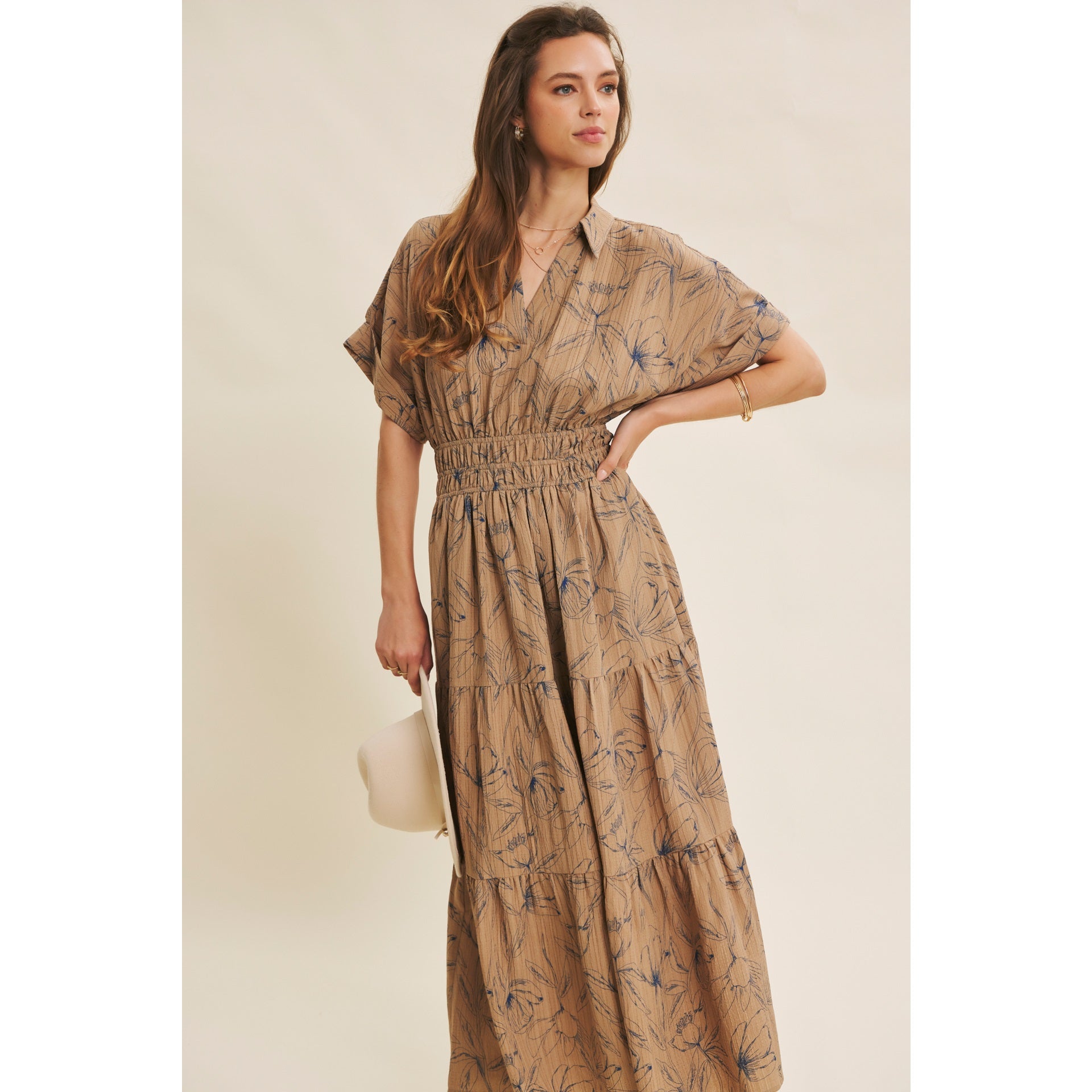 Carmen Dolman Sleeve Floral Maxi Dress