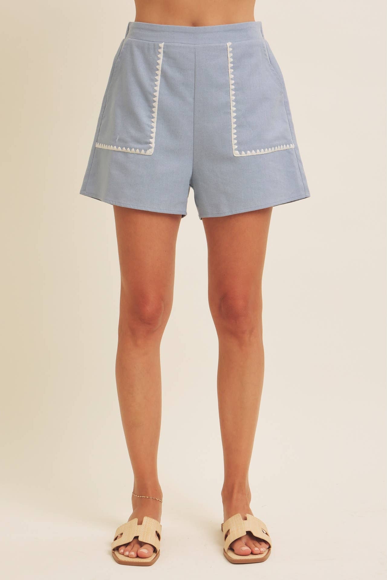 Riley Embroidered Linen Shorts