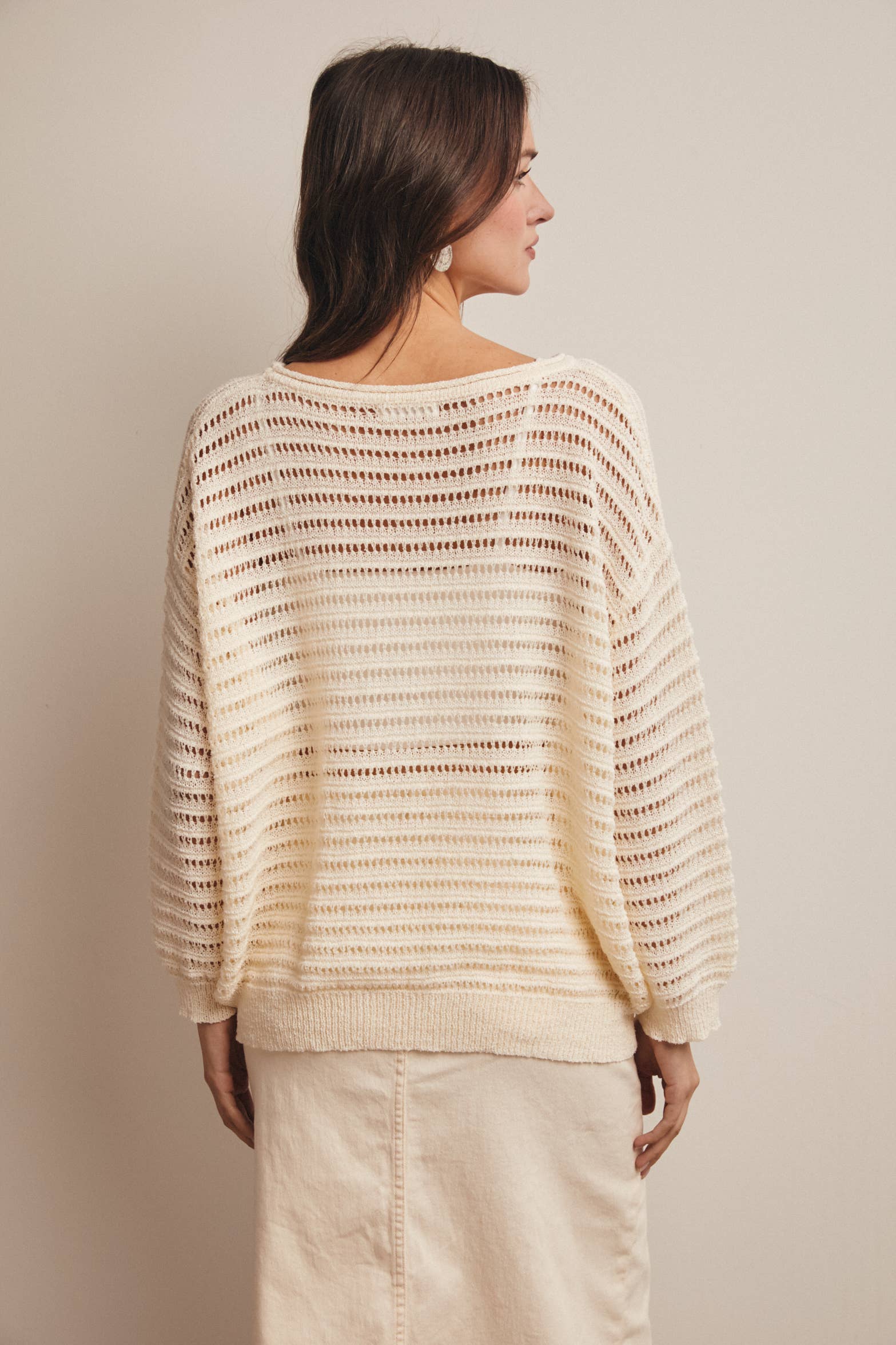 Carrie Open-Knit Striped Sweater