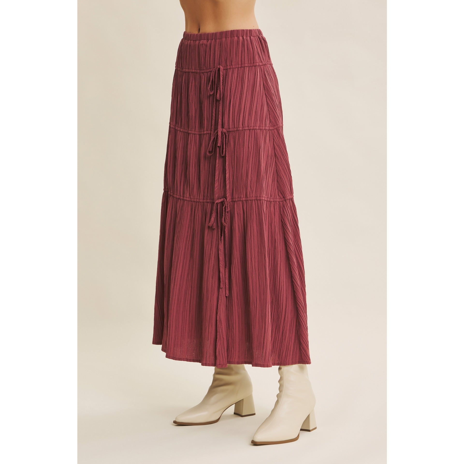 Sarah Pleated Bow Midi Skirt