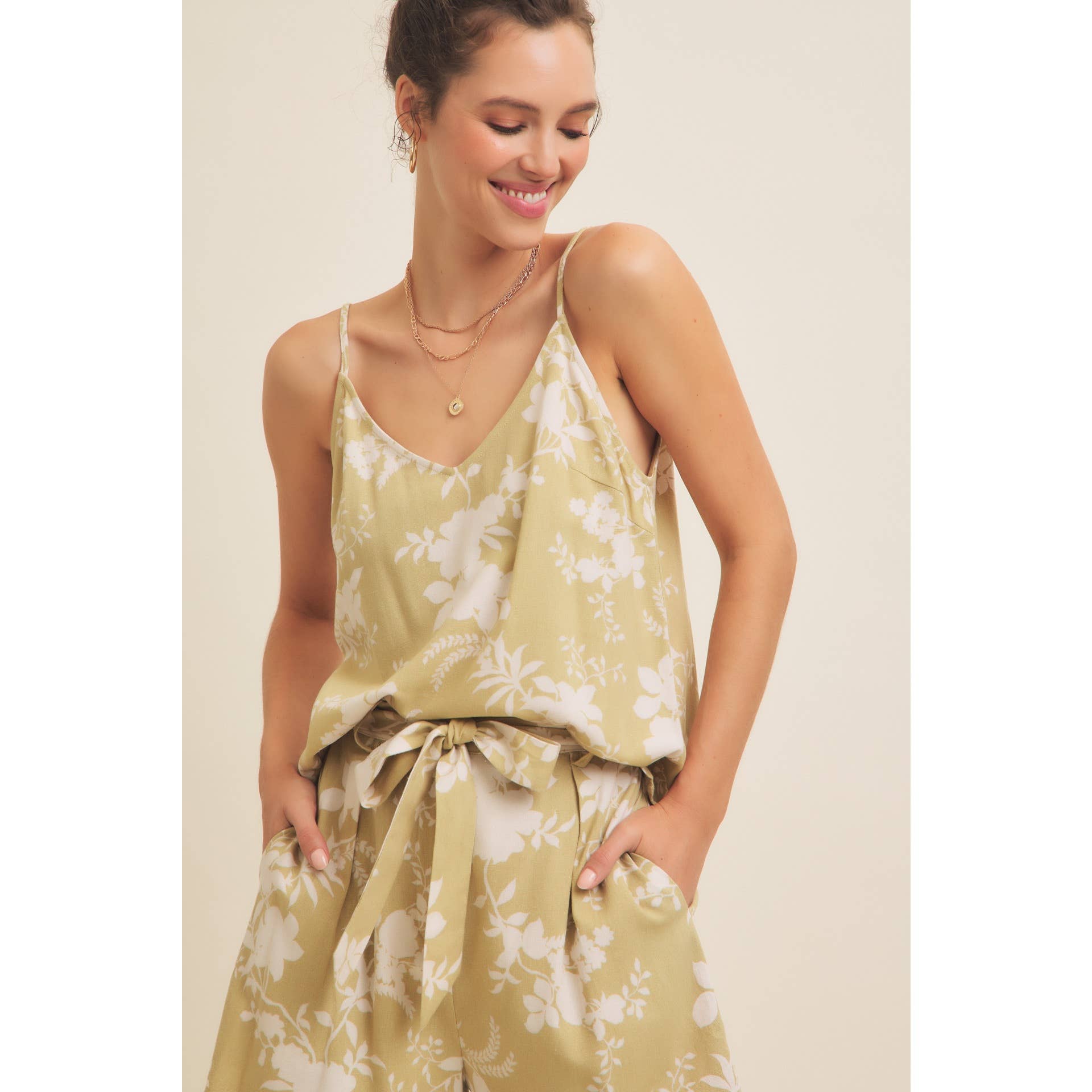 Simone Floral Linen Tank