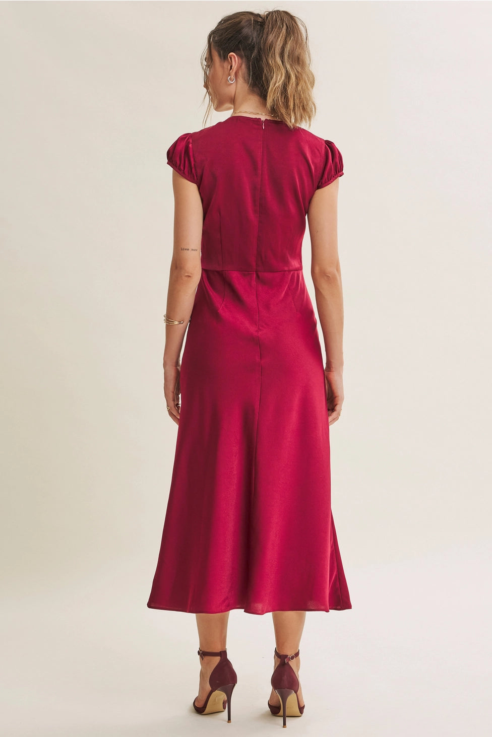 Ruby Satin Lace Midi Dress