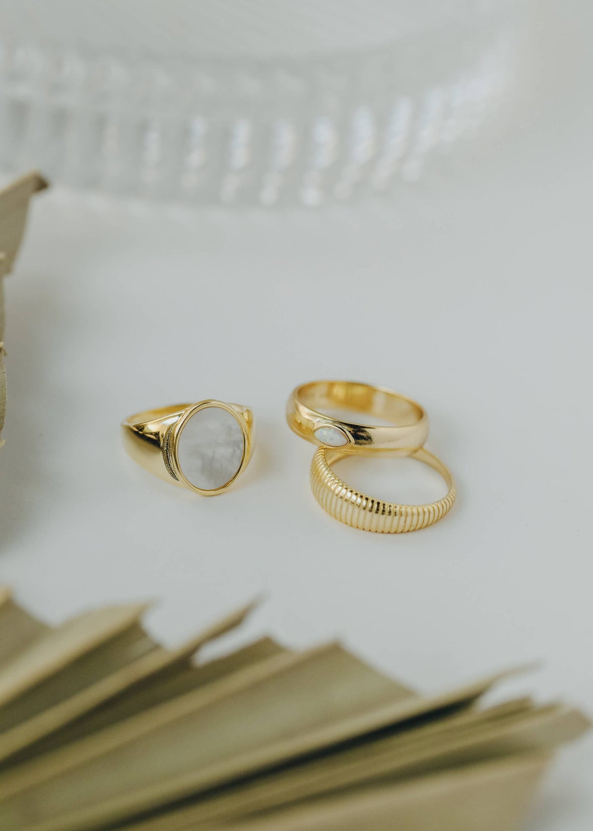 Gold Mother of Pearl Signet Ring