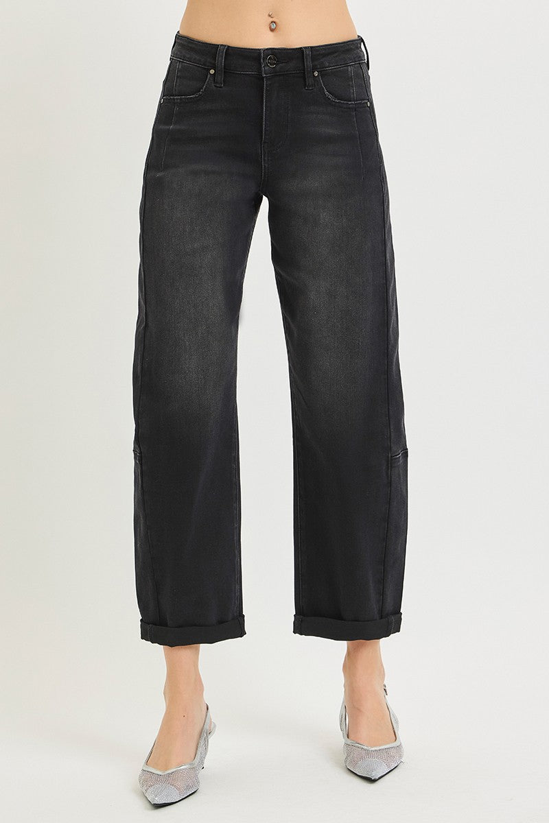 Reese High Rise Cropped Cuffed Barrel Jeans