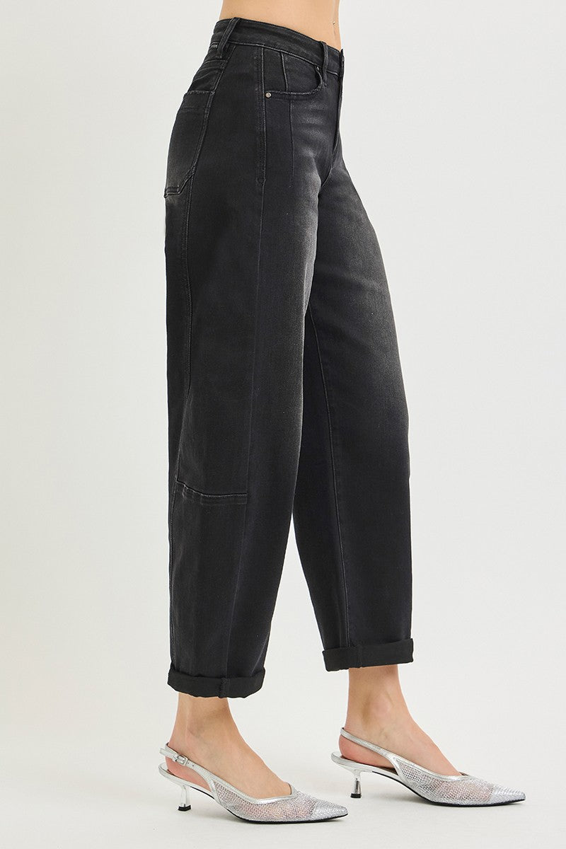 Reese High Rise Cropped Cuffed Barrel Jeans