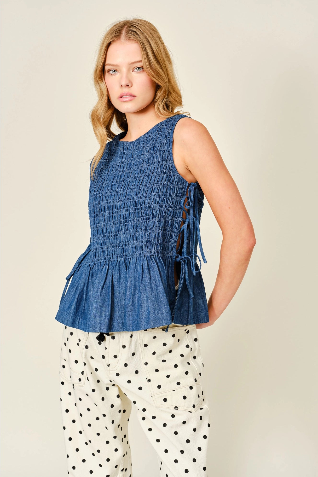 Quinn Smocked Tie Tank