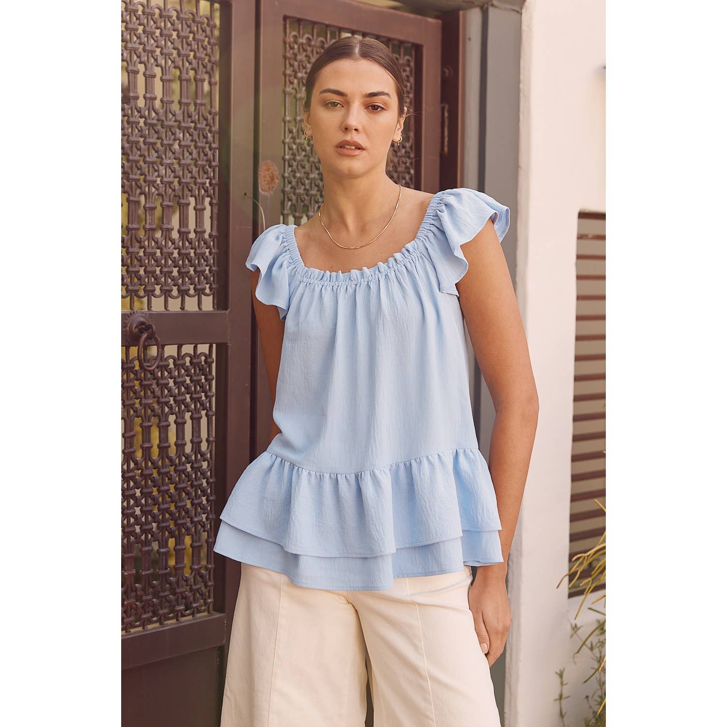 Louise Ruffled Peplum Top