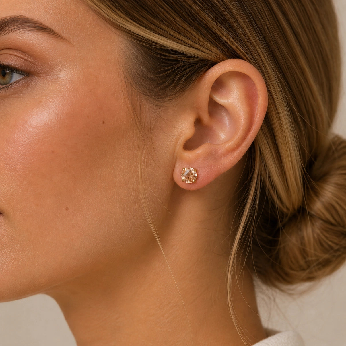 Round Gemstone Gold Earrings