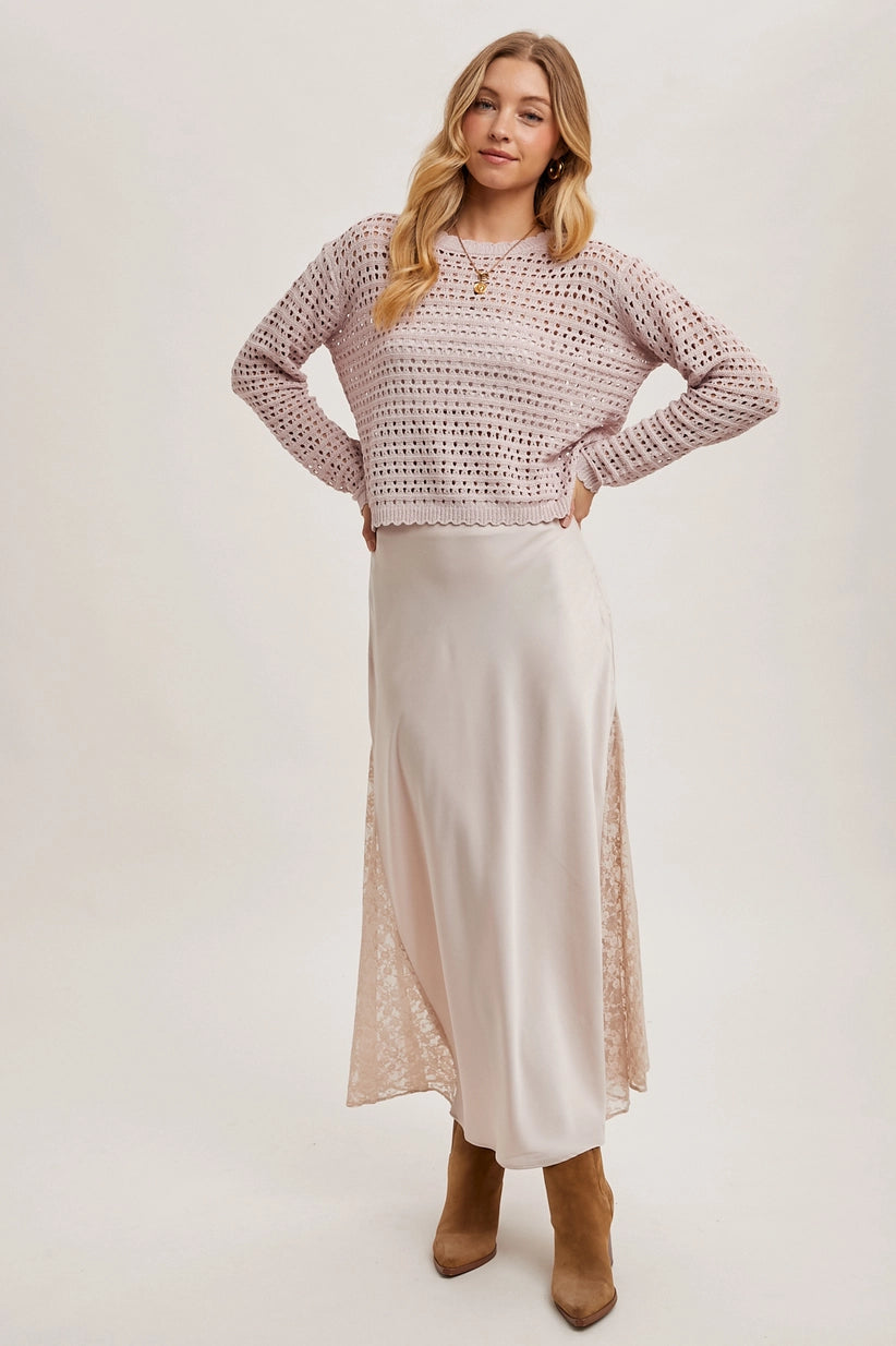 Whitney Lace Trimmed Midi Skirt