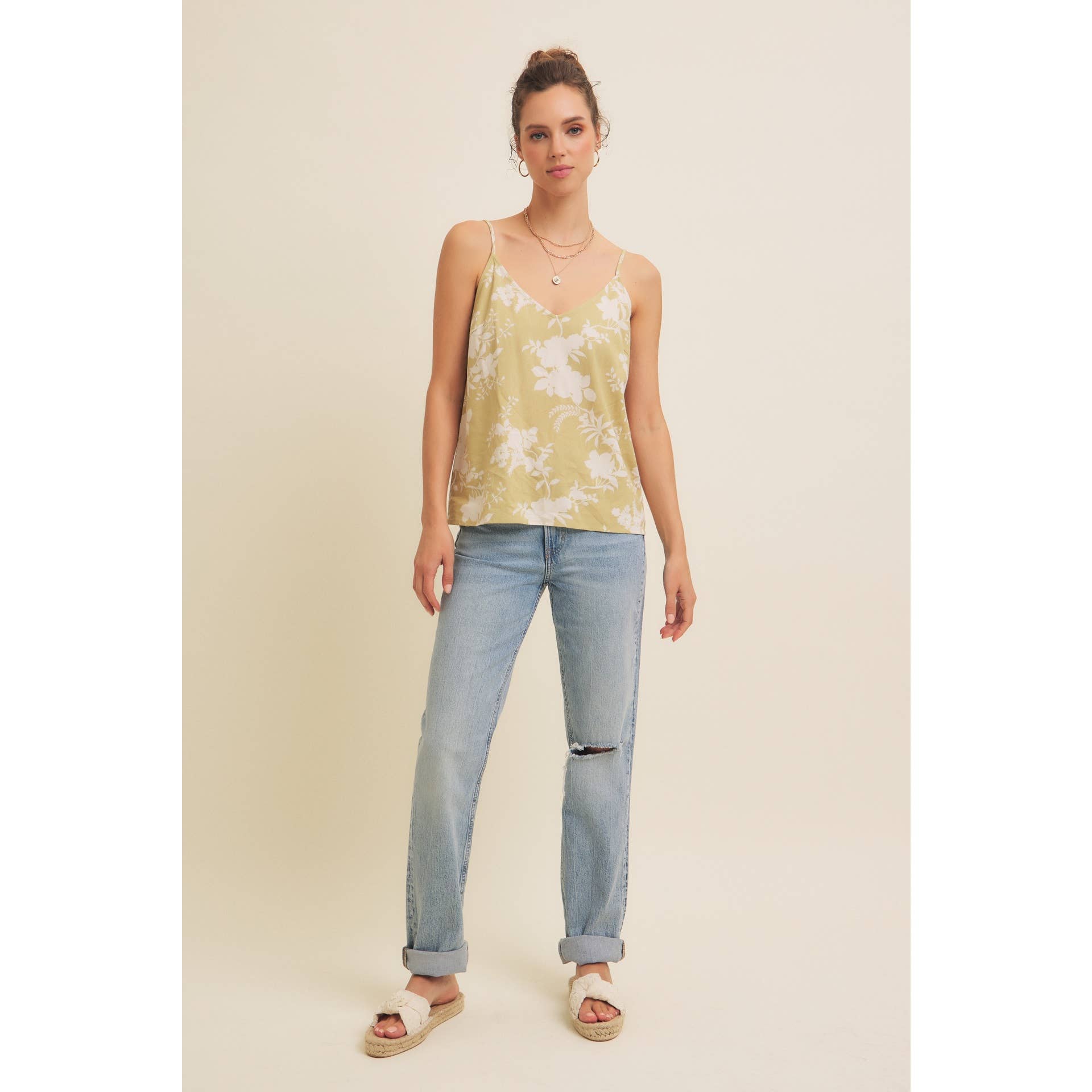 Simone Floral Linen Tank