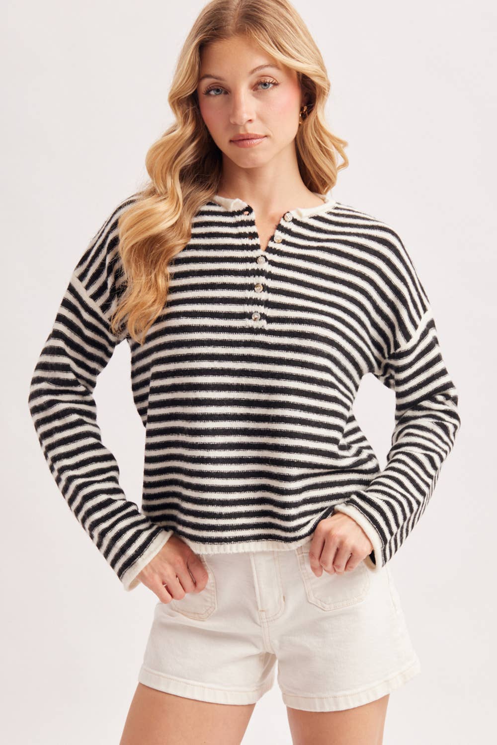 Millie Striped Henley Pullover