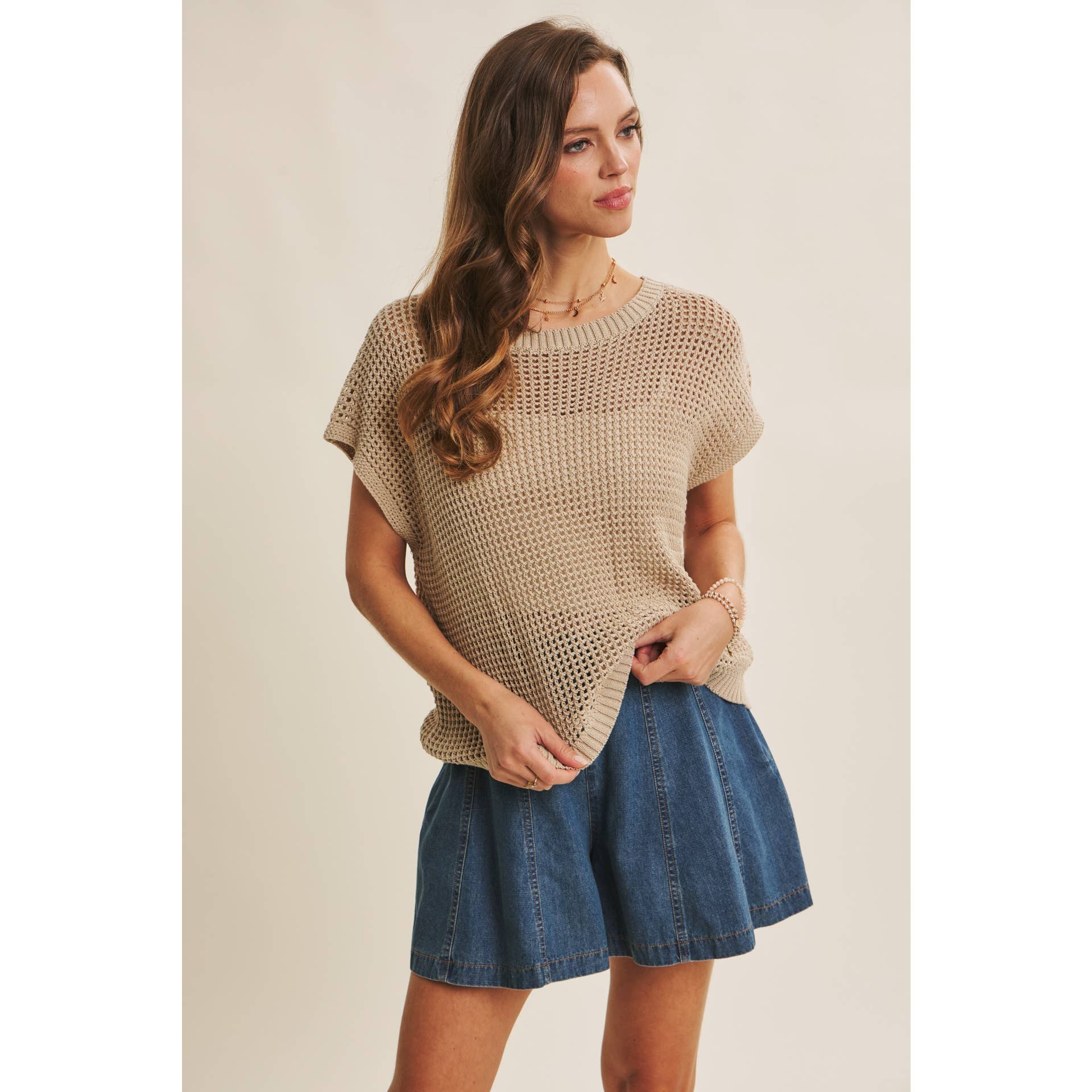 Bailey Fishnet Sweater Tee