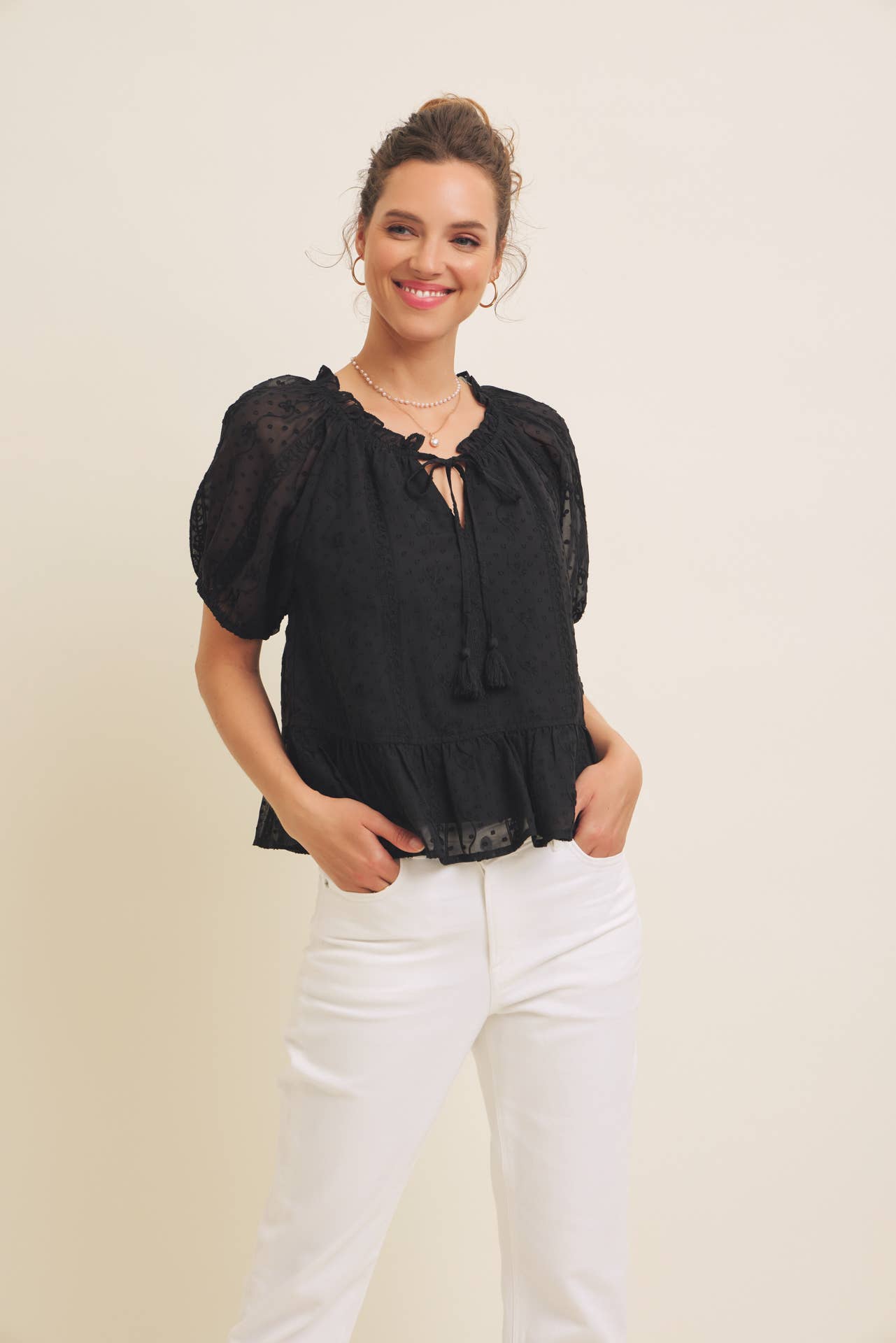 Alicia Embroidered Chiffon Top