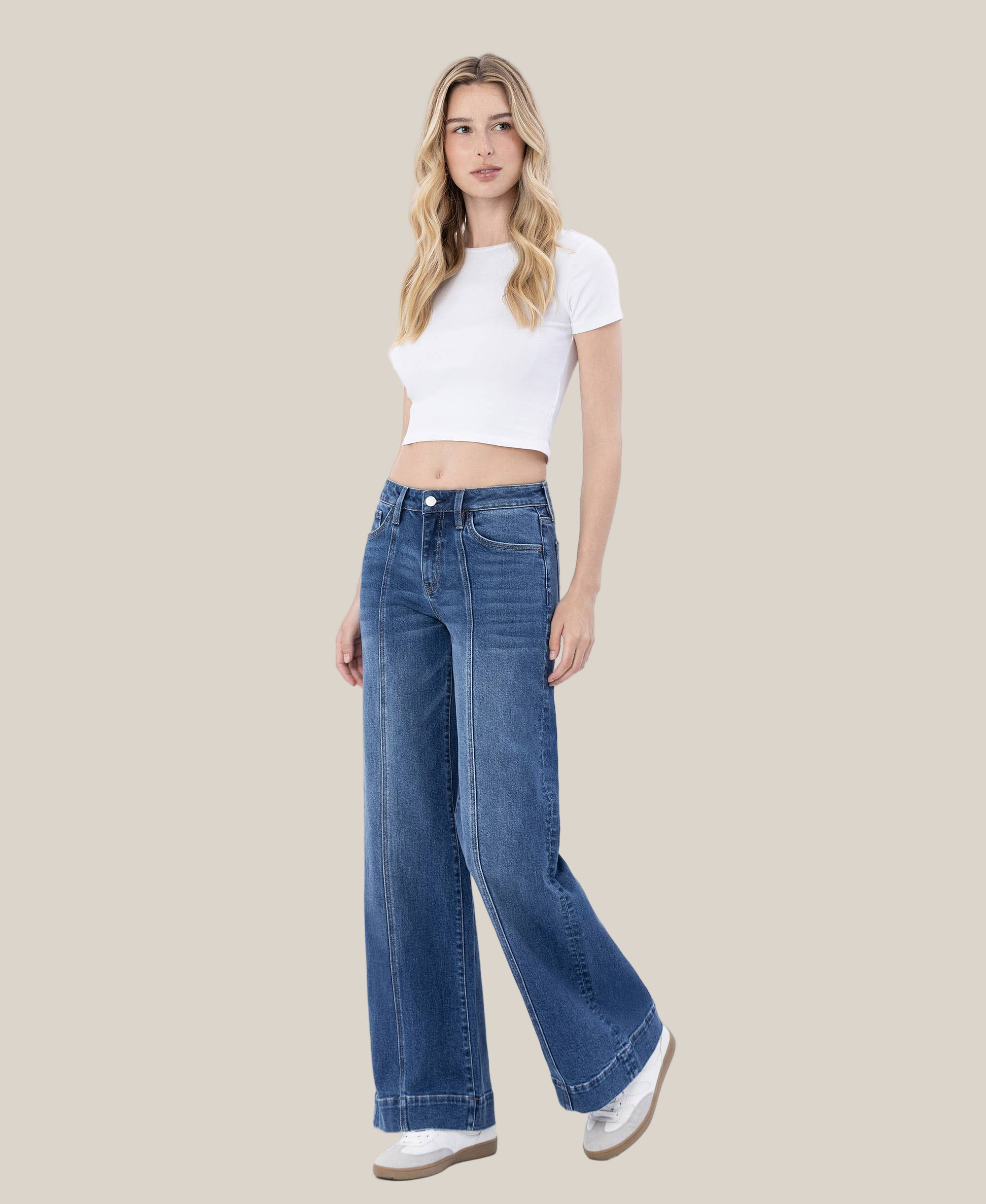 Jackie Seamed Wide Leg Trouser Jean