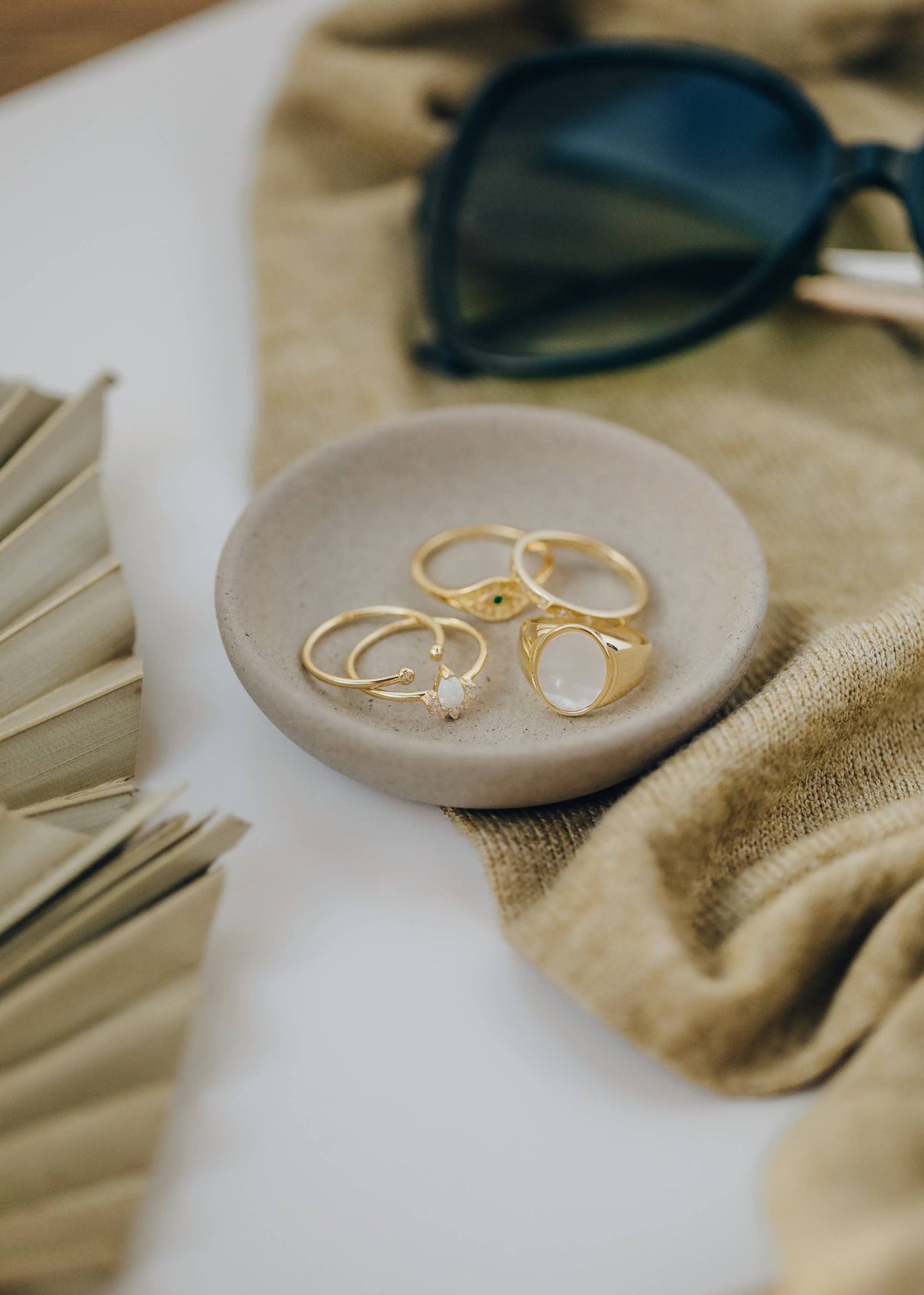 Gold Mother of Pearl Signet Ring