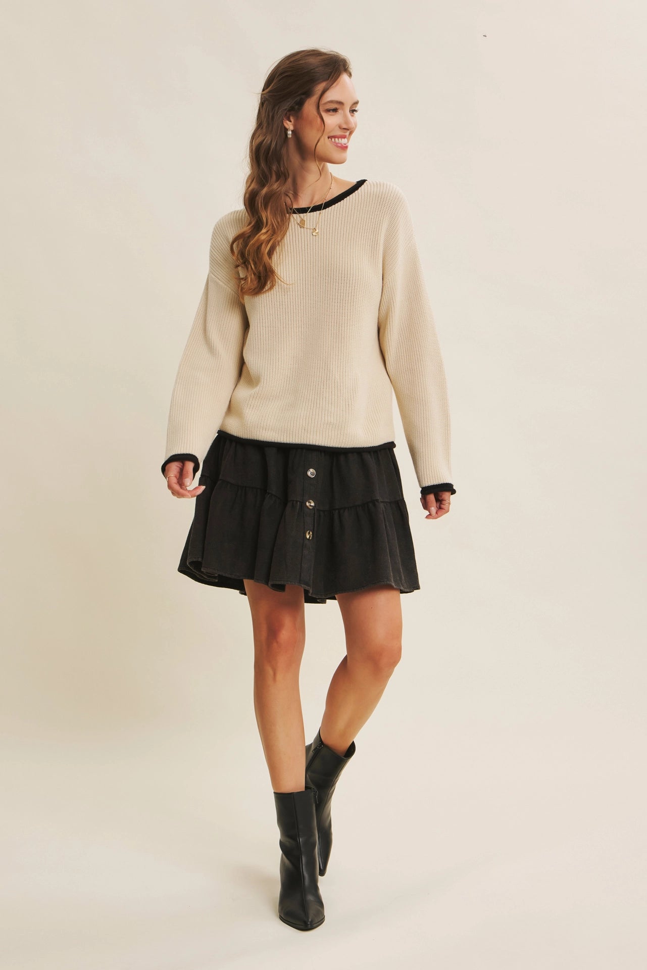 Hanna Rolled Edge Sweater