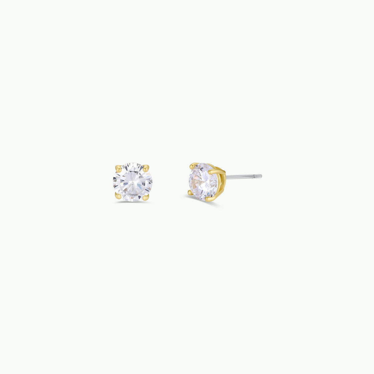 Gold Round CZ Earrings