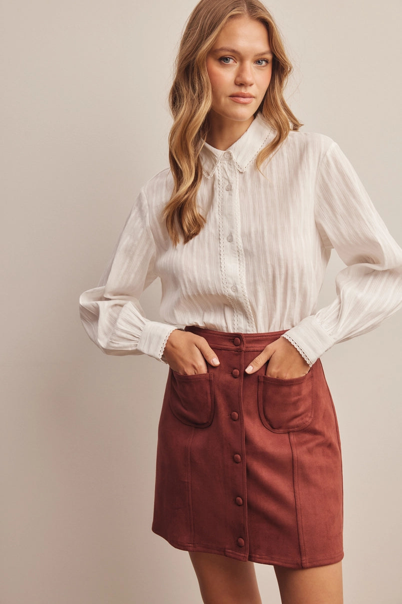 Ruby Front Pocket Suede Mini Skirt