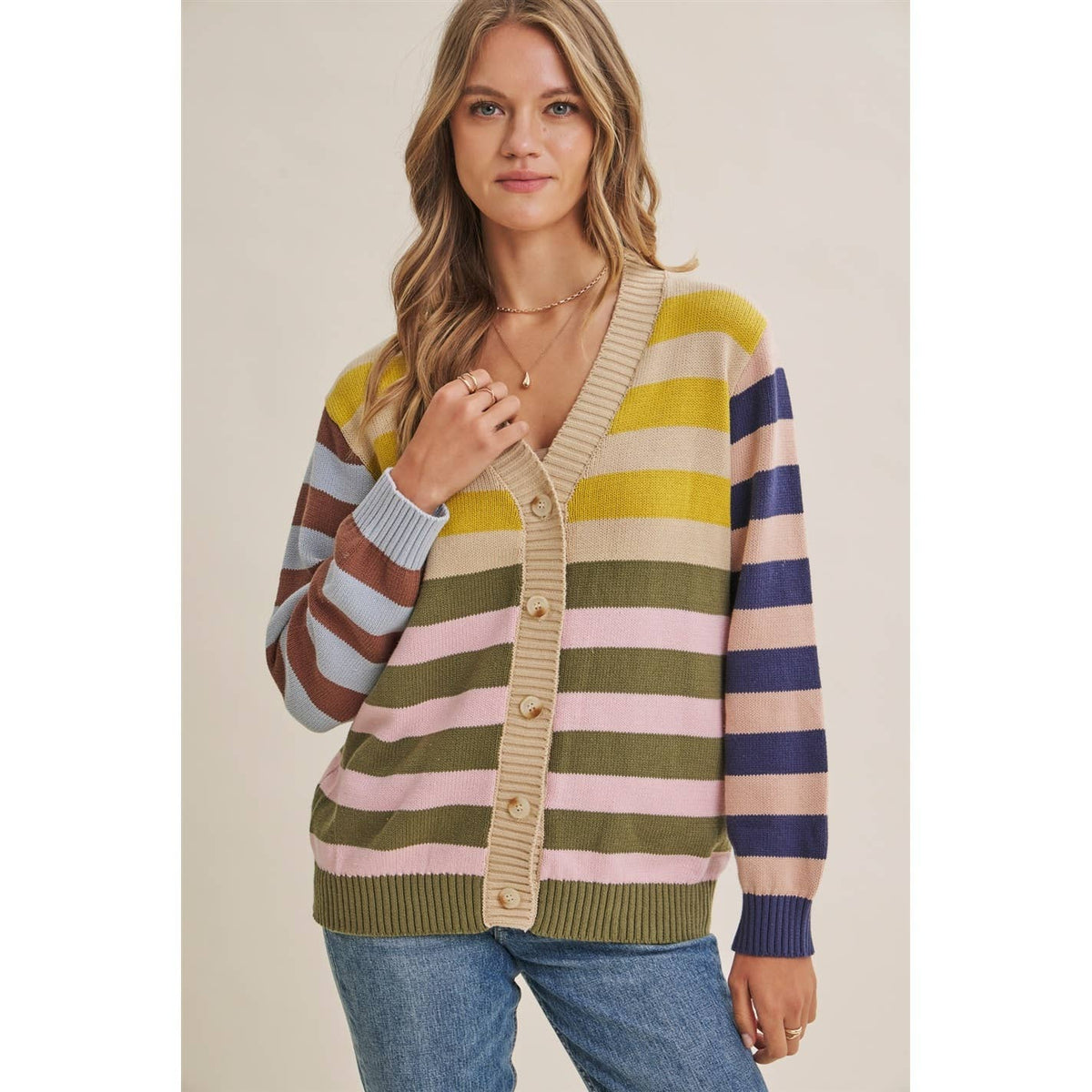 Sally Colorblock Striped Cardigan