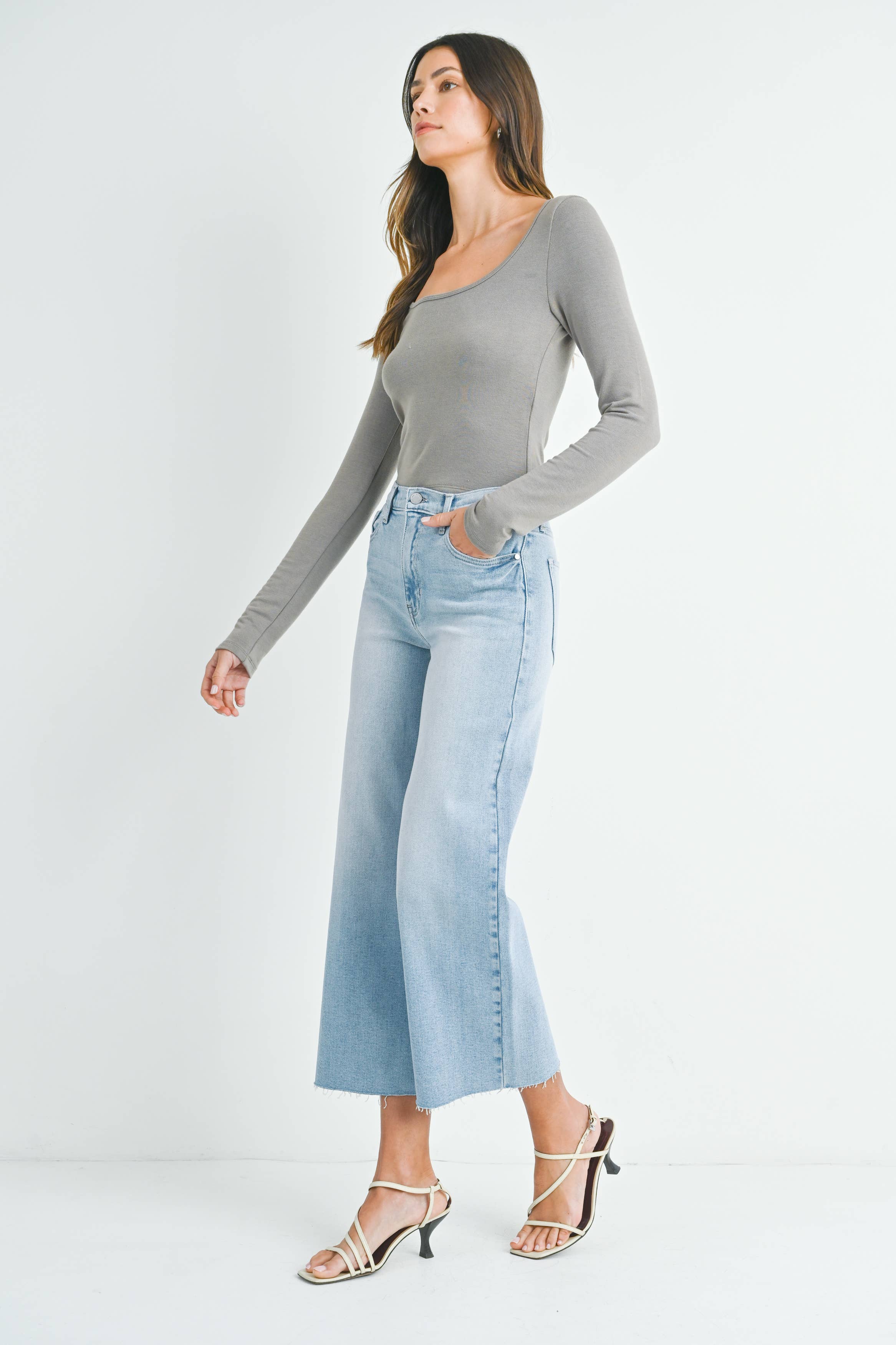 Wren High Rise Scissor Cut Wide Leg in Light Denim