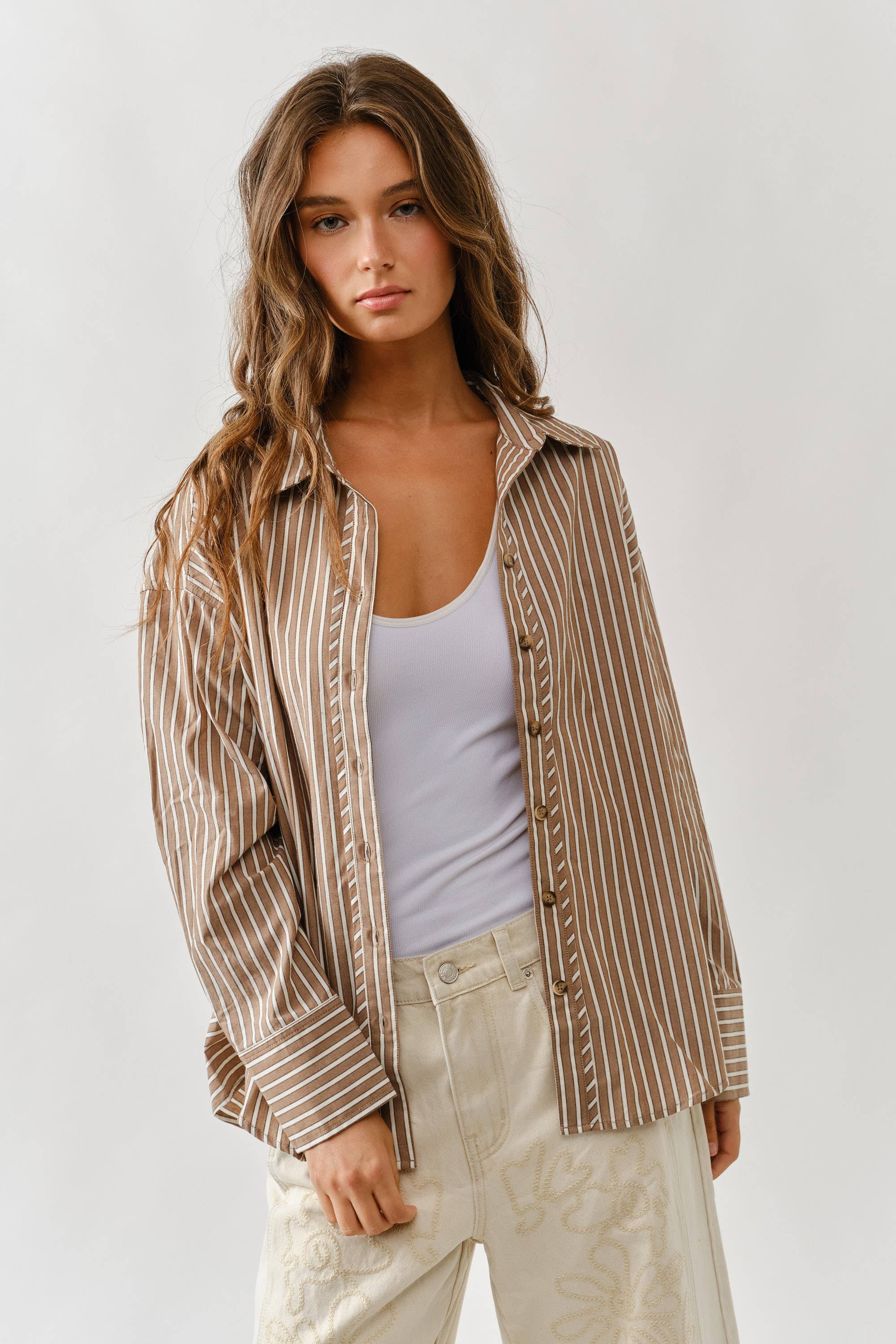 Jane Oversized Striped Button Down