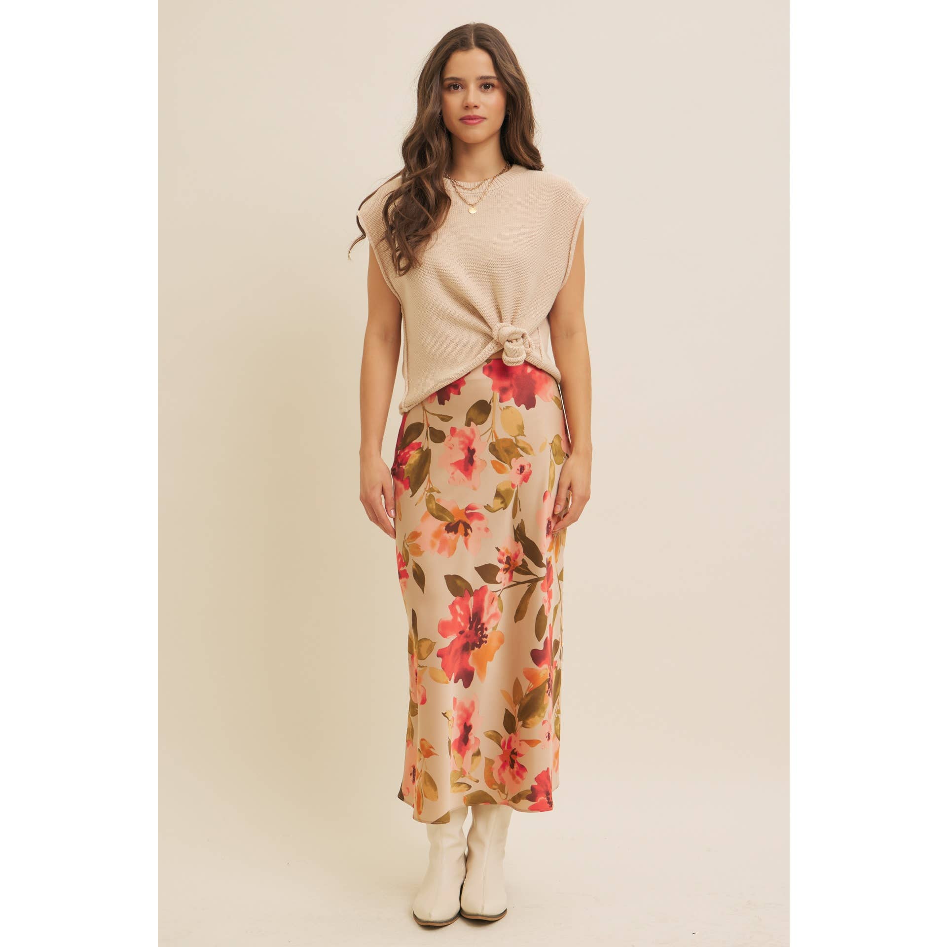 Jocelyn Floral Satin Maxi Skirt