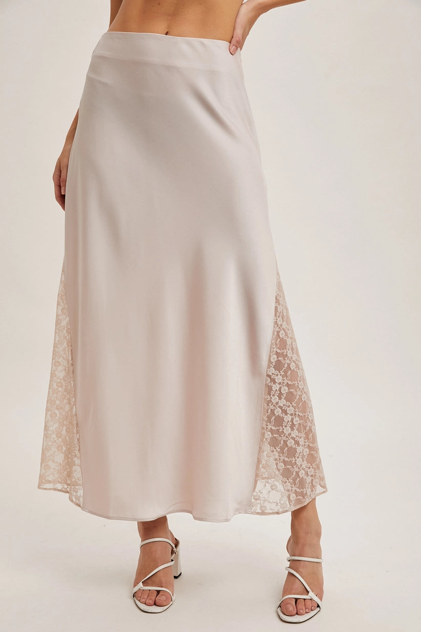Whitney Lace Trimmed Midi Skirt
